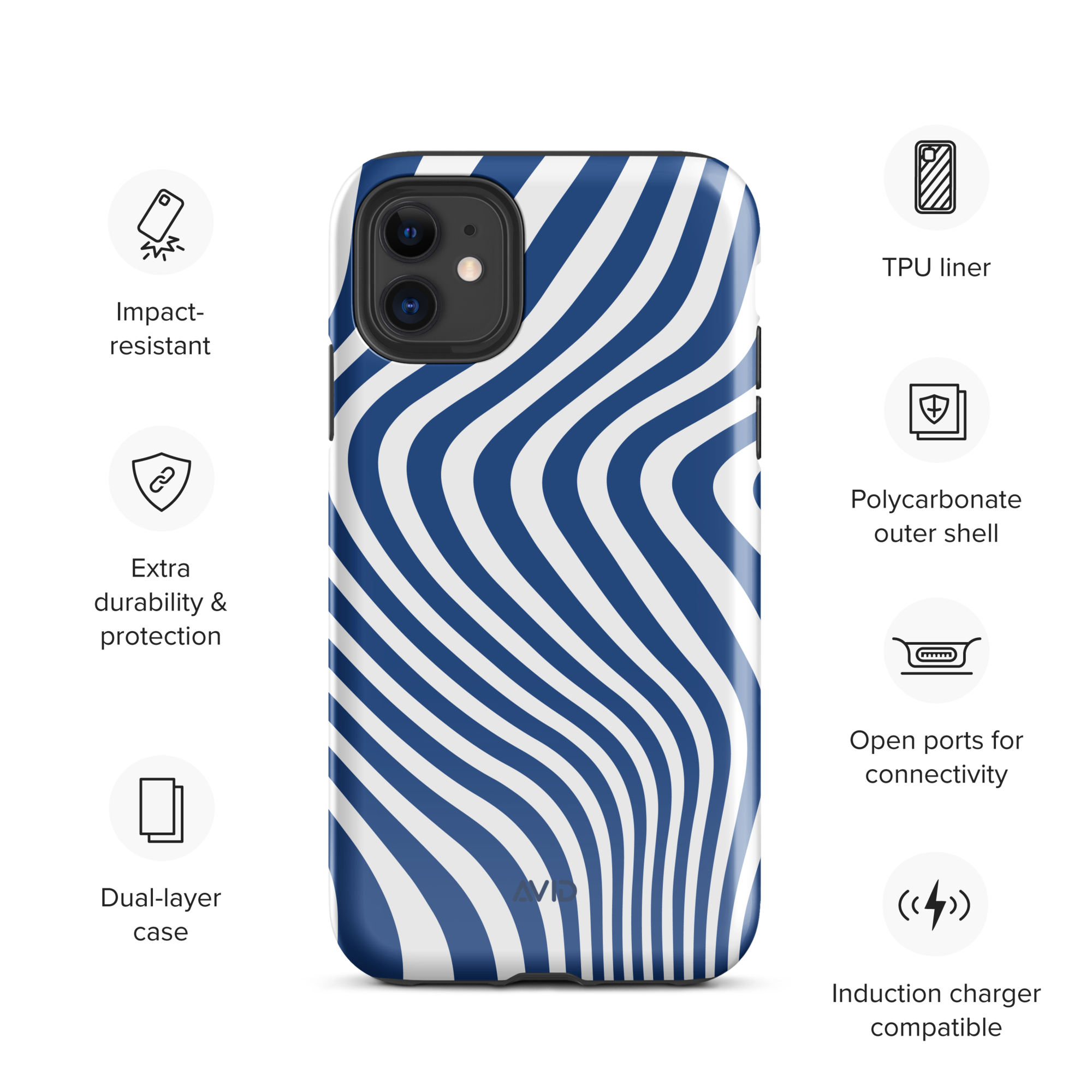 Avid London Blue Wave iPhone Tough Case Features