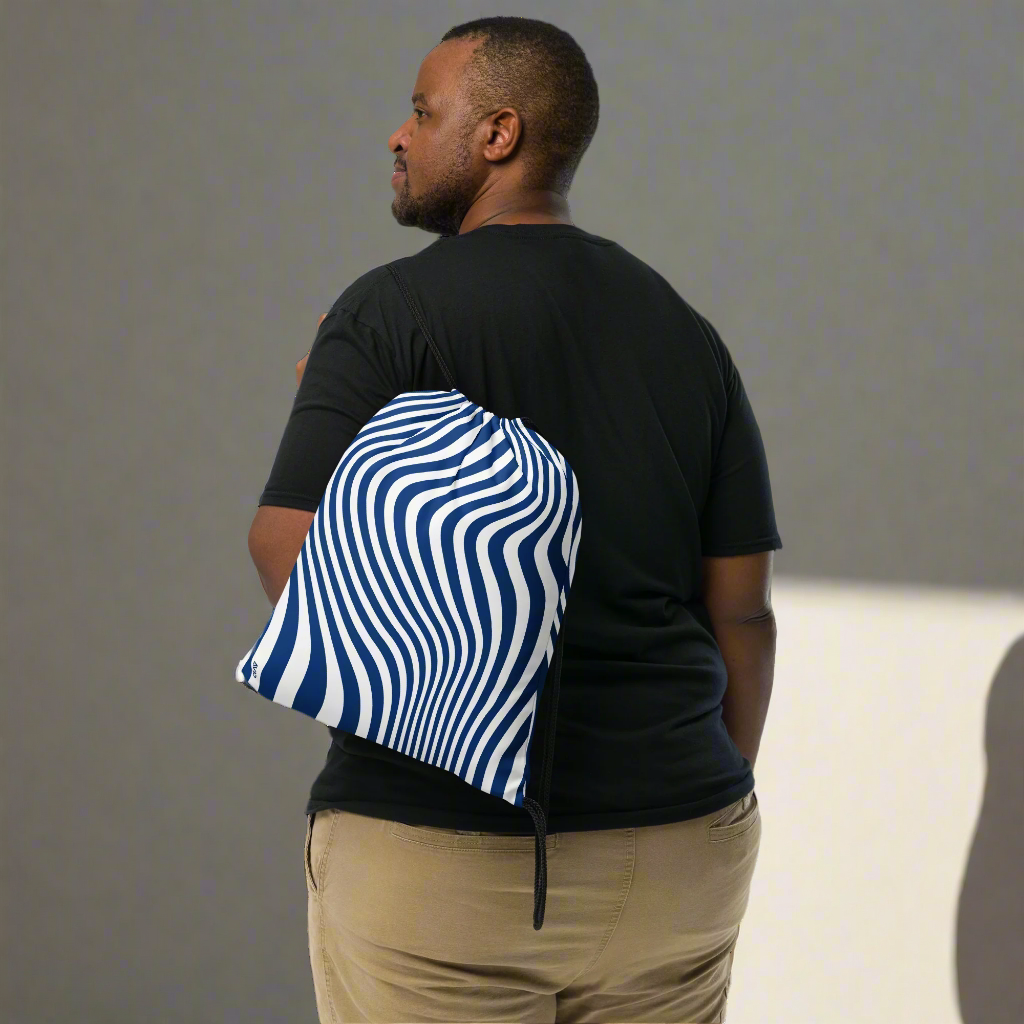 Avid London Blue Wave_print Drawstring Bag