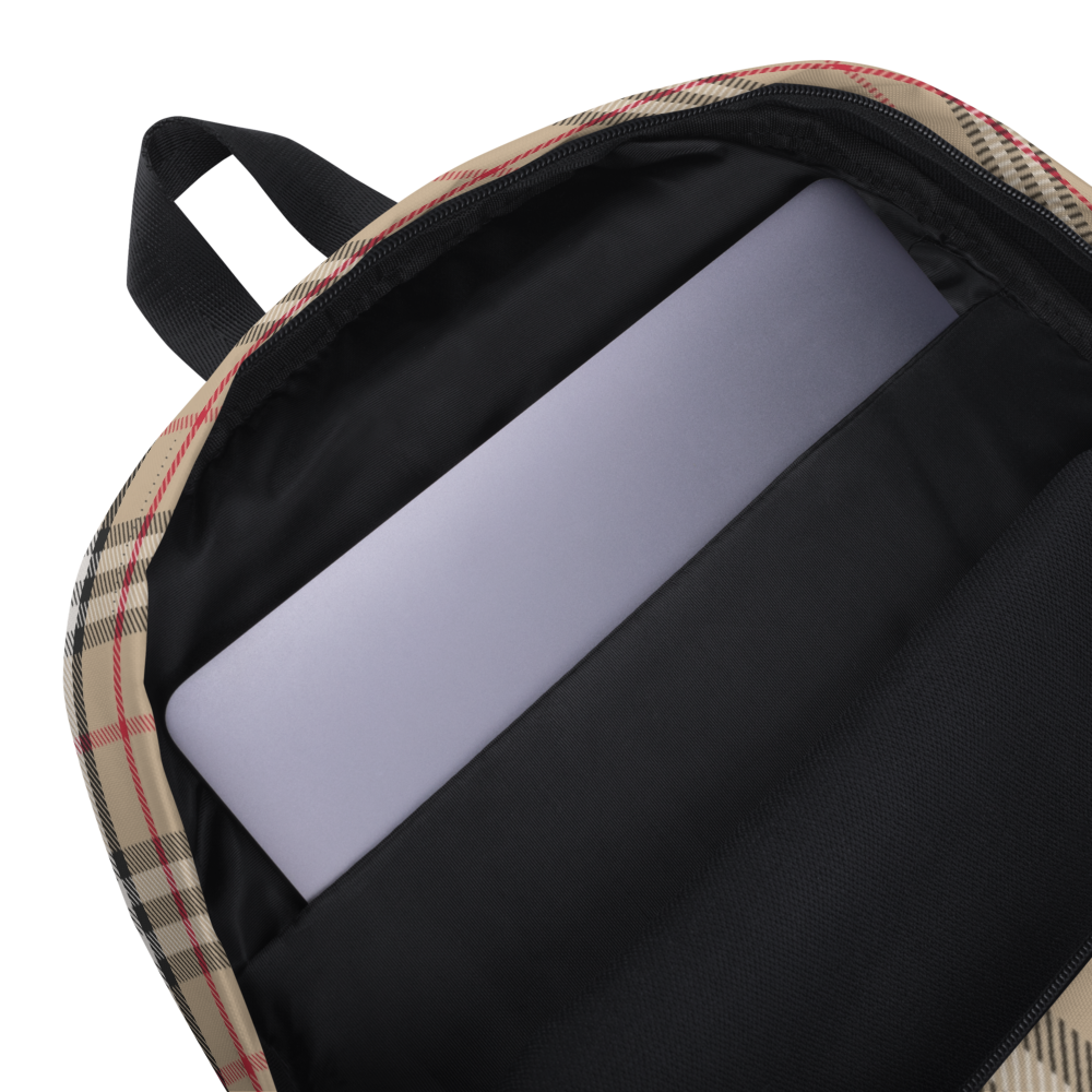 London Check Backpack Laptop Pocket