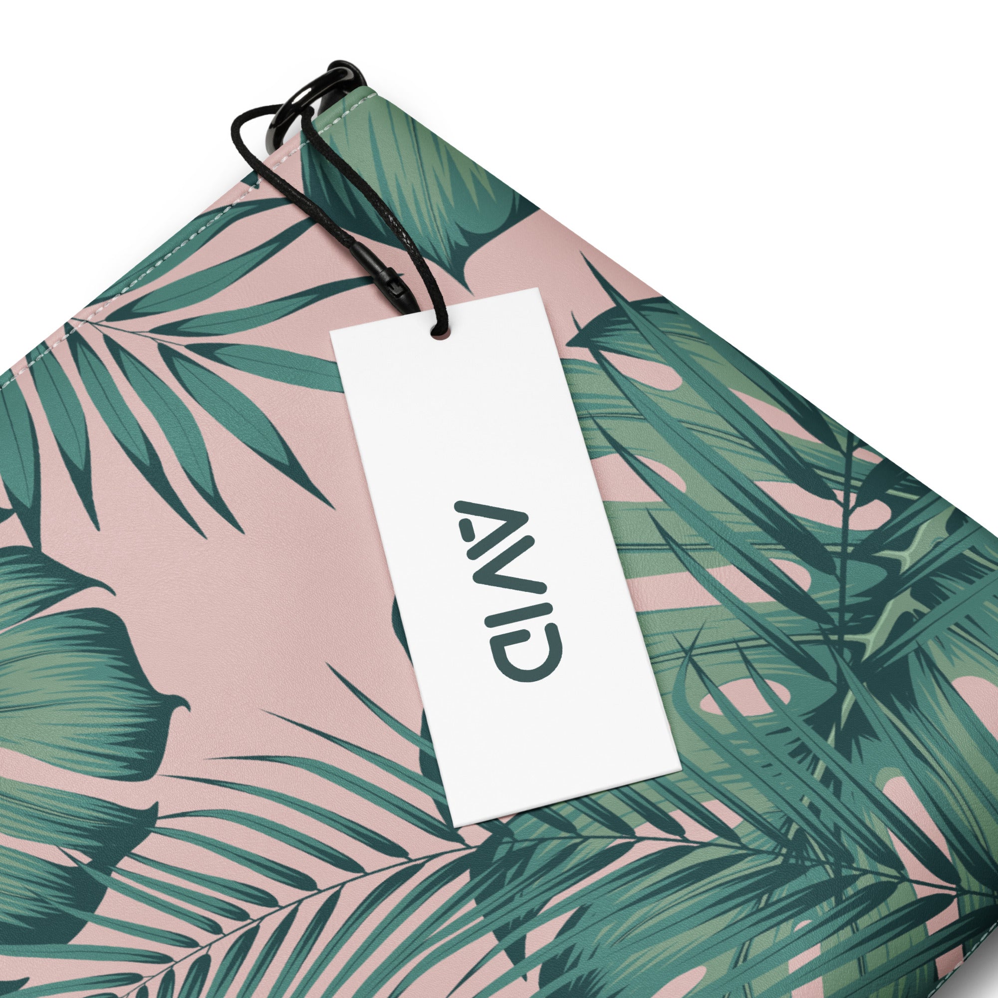 Palm leaf crossbody bag label