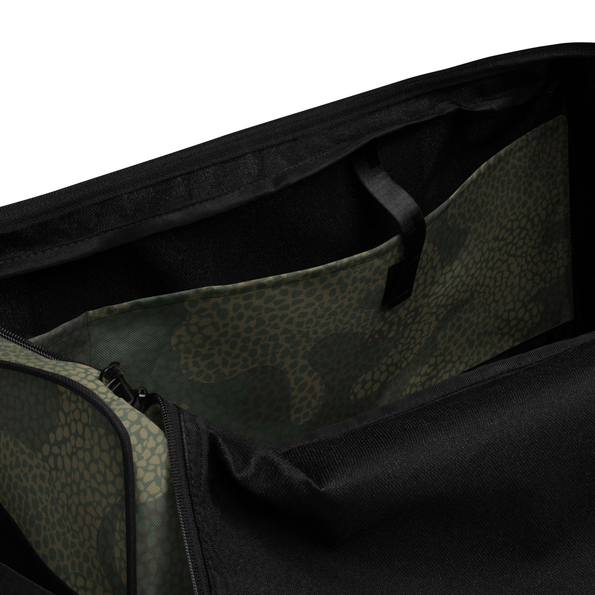 Green camouflage duffel bag