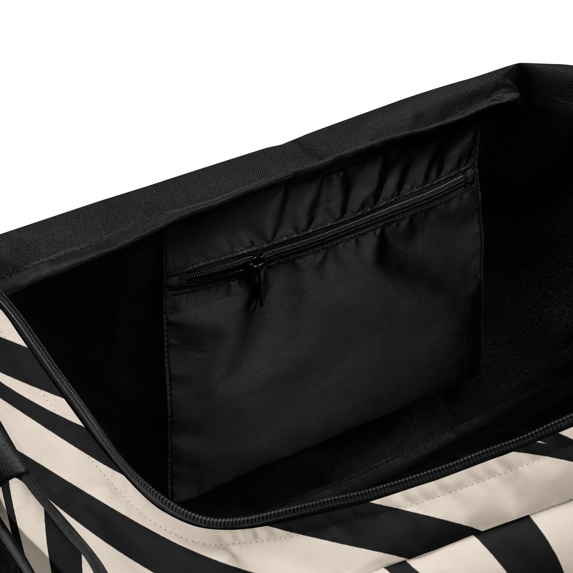 Zebra duffle bag interior