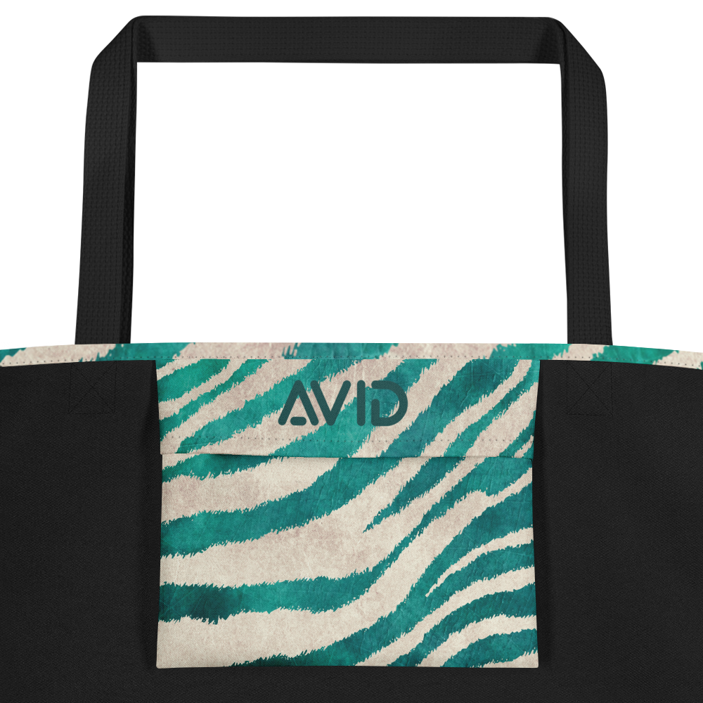 Green Zebra Tote Bag Inside Pocket