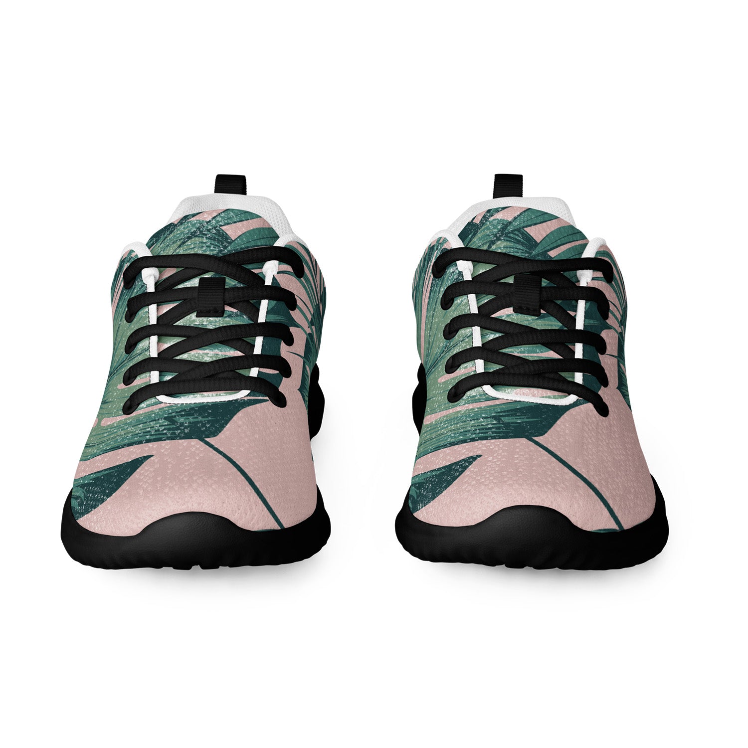 Pair of sneakers with a floral pattern on a white background