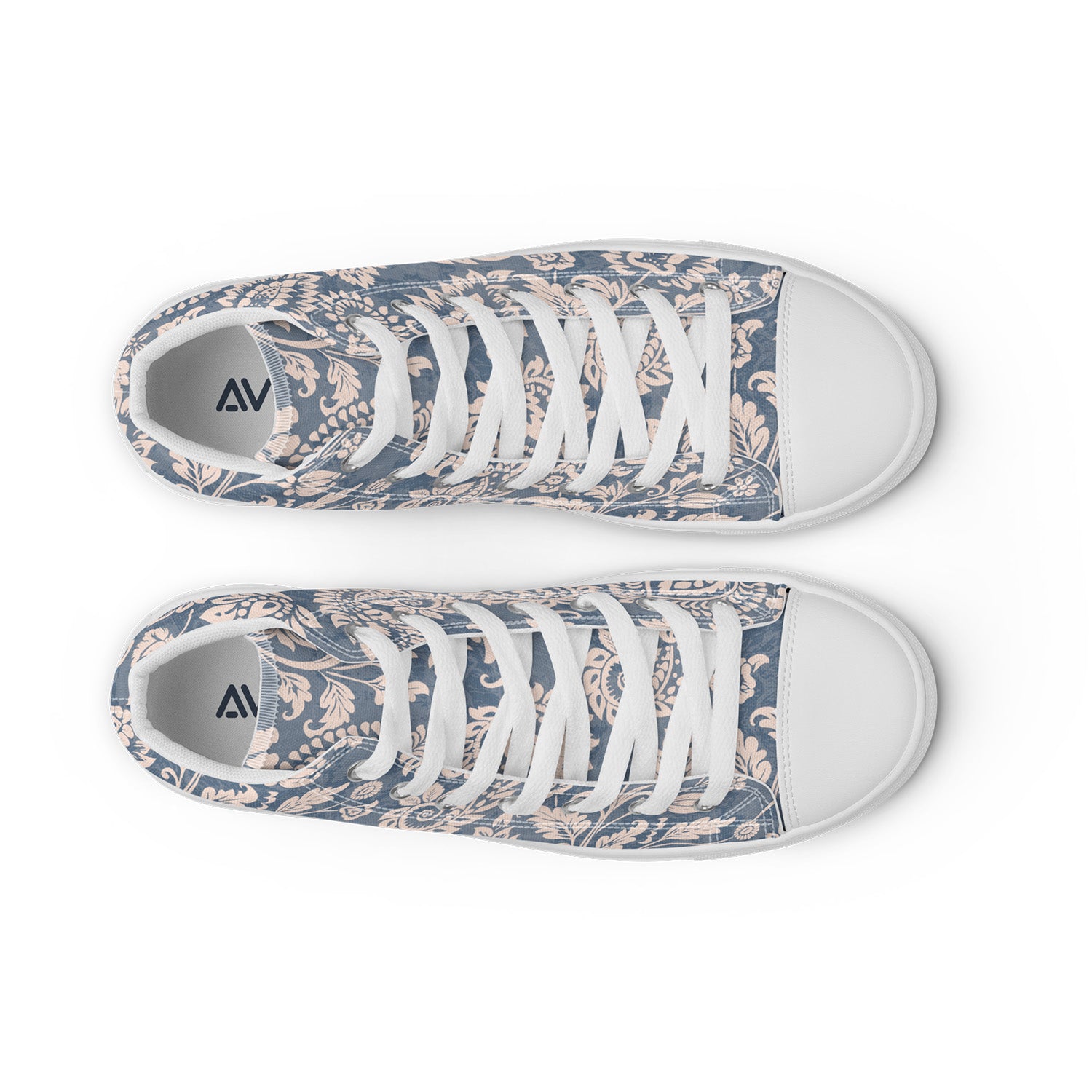 Pair of floral-patterned sneakers on a white background