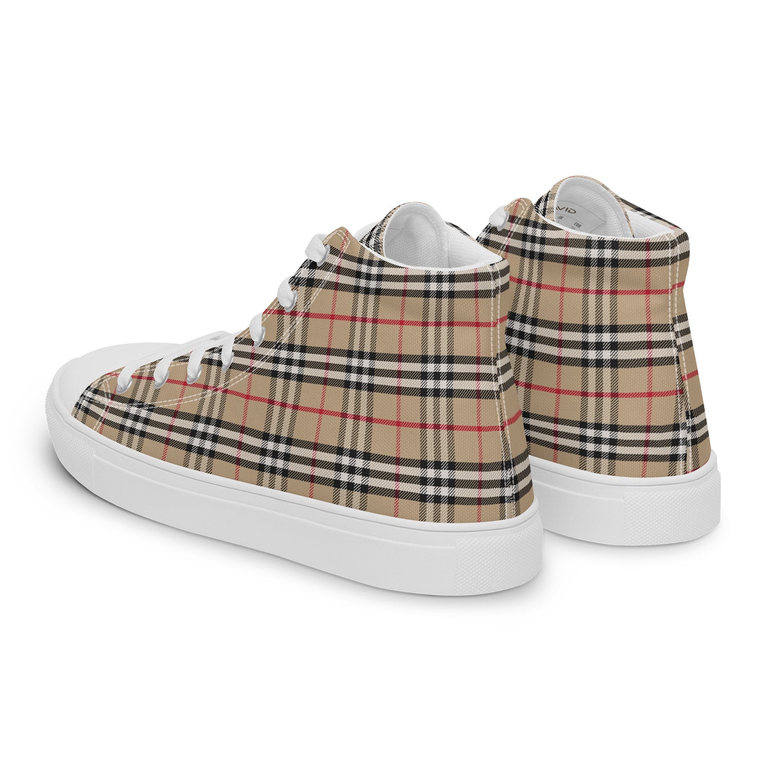 Plaid high-top sneakers on a white background