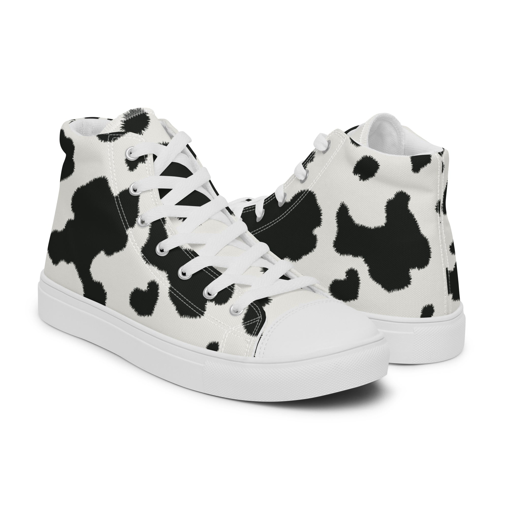 Cow print high canvas shoes