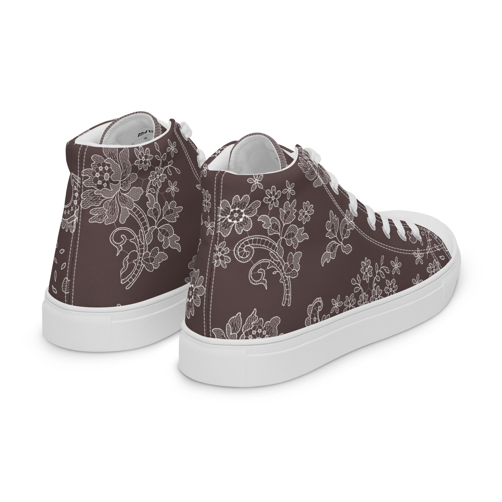 High-top sneakers with floral pattern on a white background
