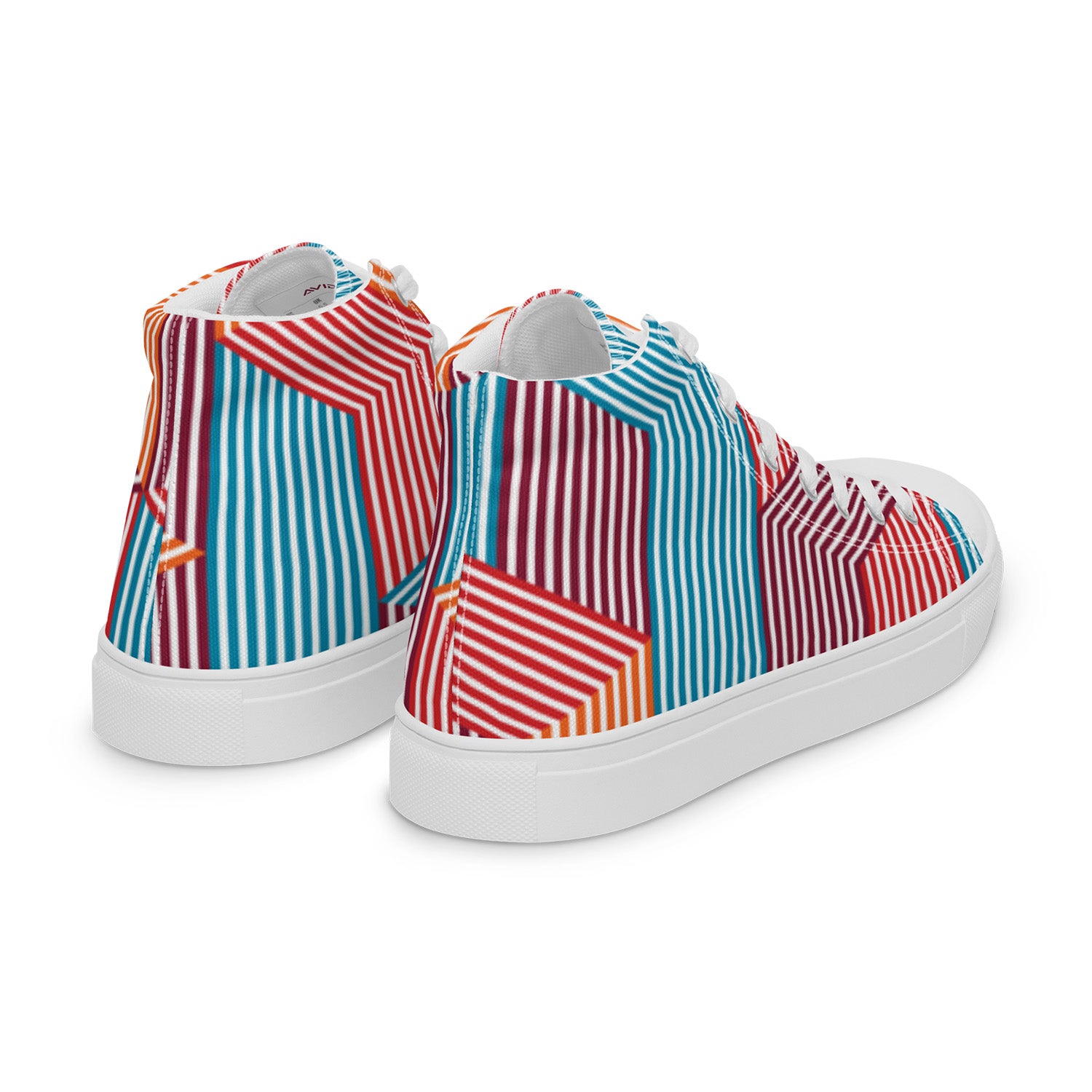 Colorful striped sneakers on a white background