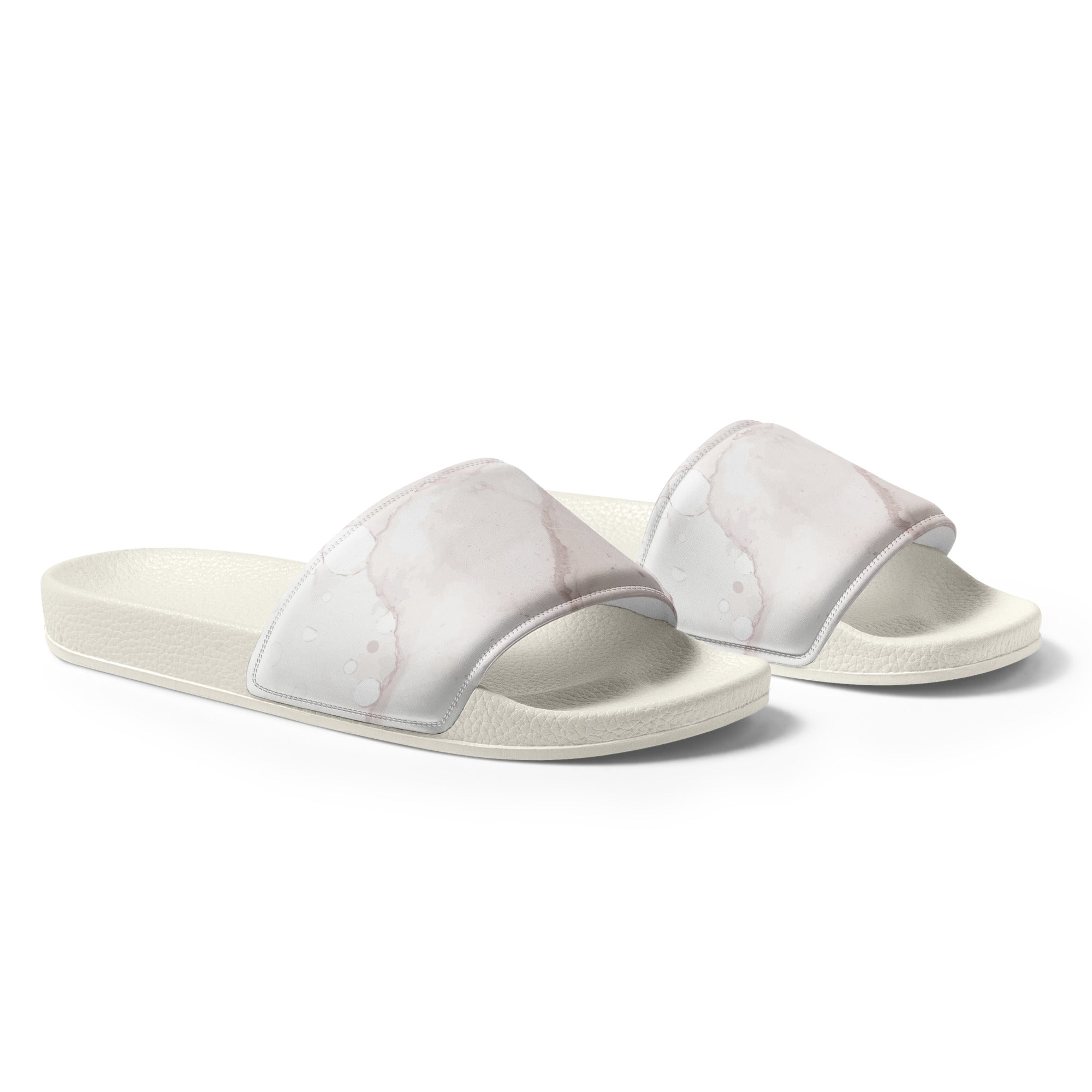 Marble white slides with white sole