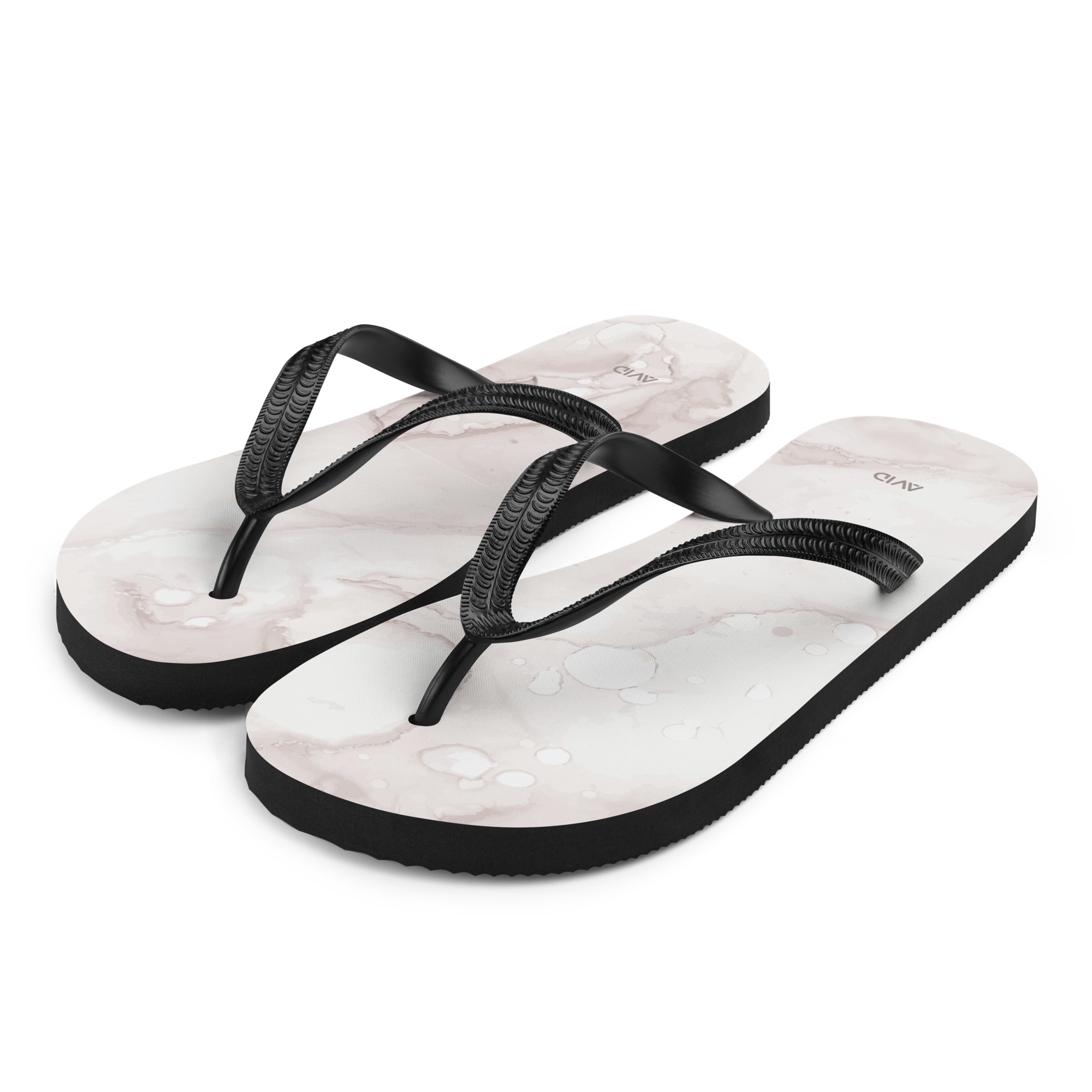 White marble print flip-flops