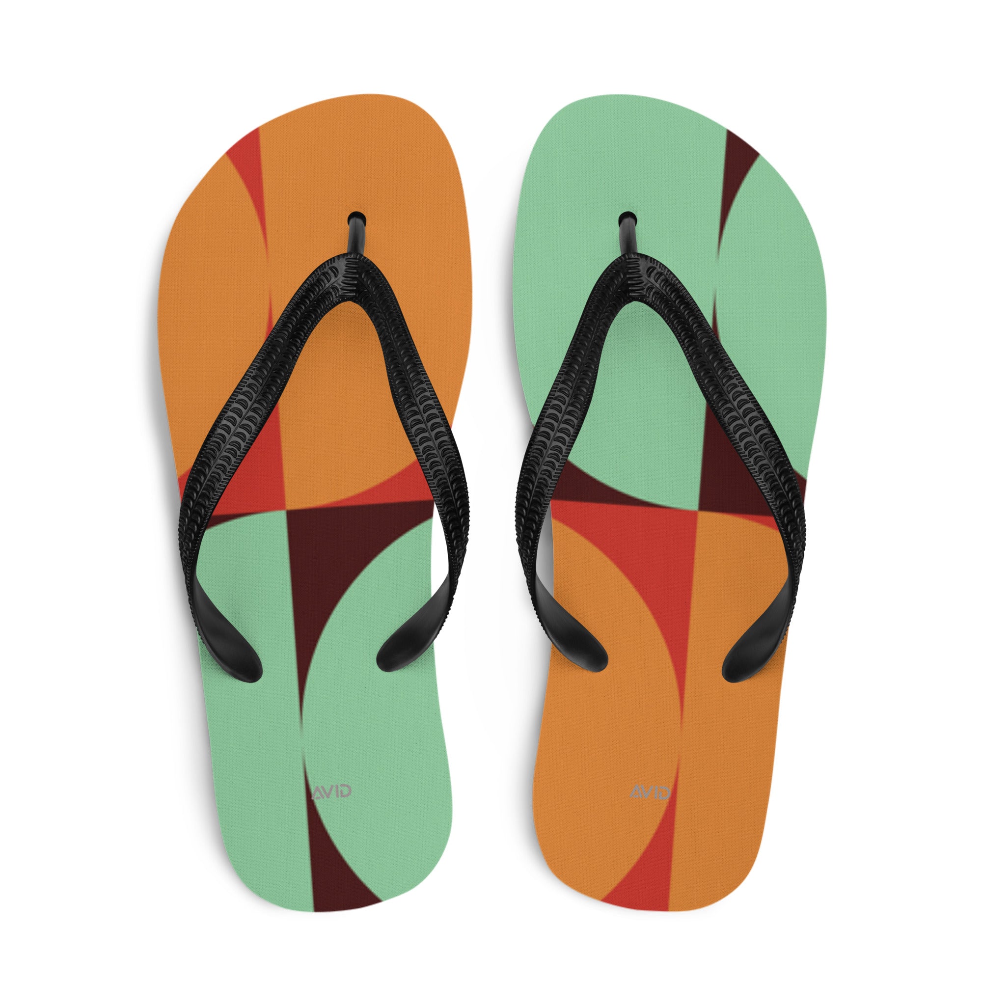 semi-circle print flip-flops