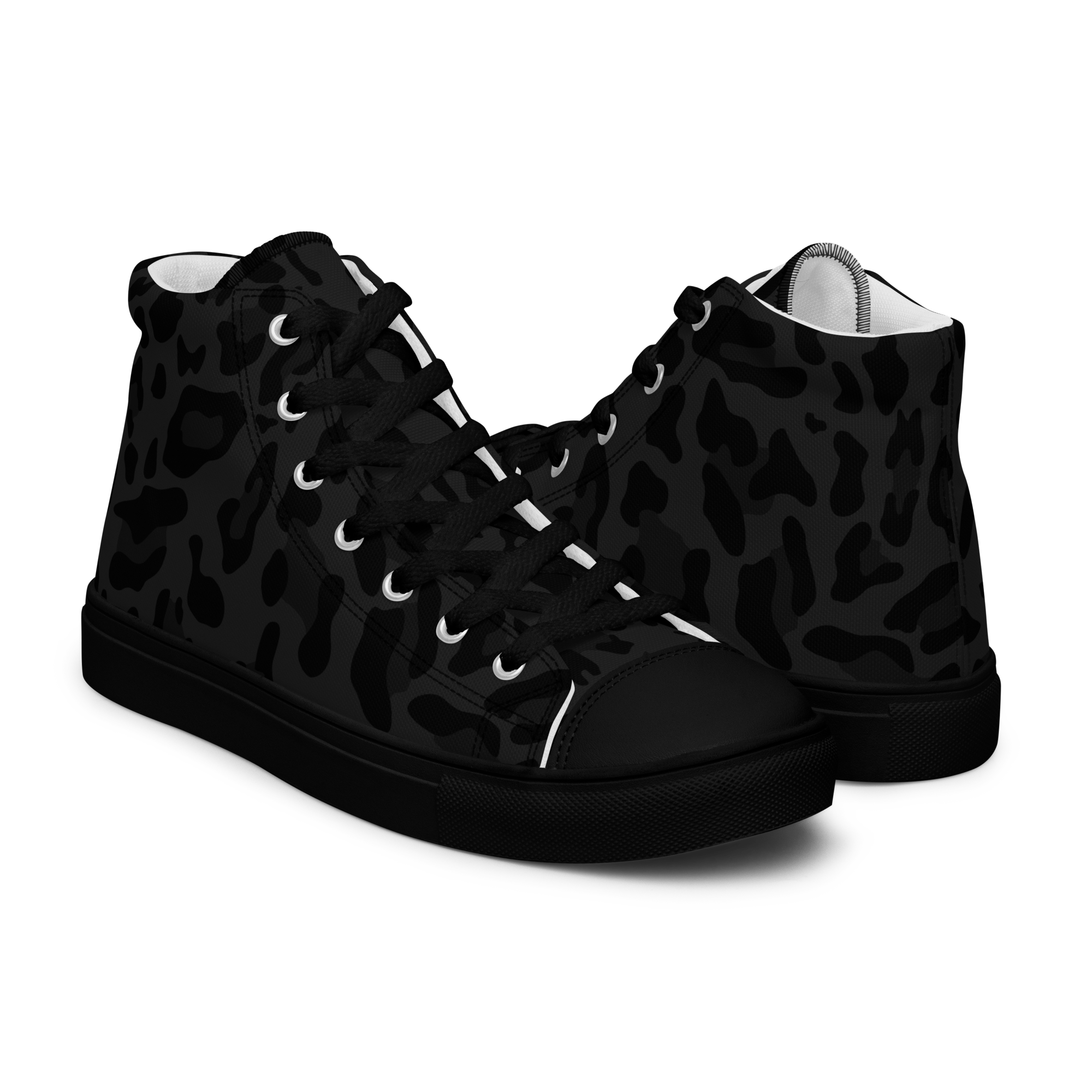  Avid London Cheetah Womens Hightop Canvas Shoes (Black)