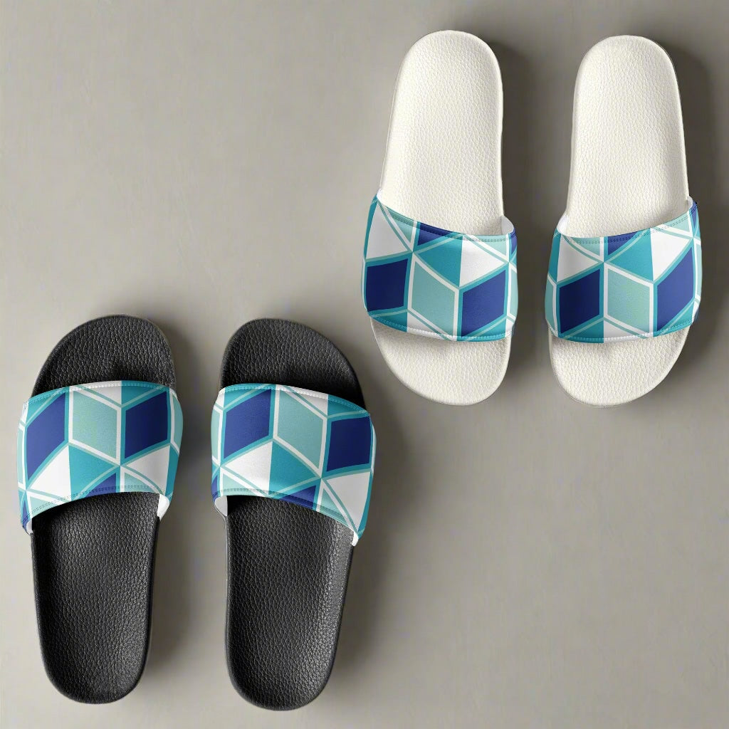 Avid London Womens Blue Cube Sliders