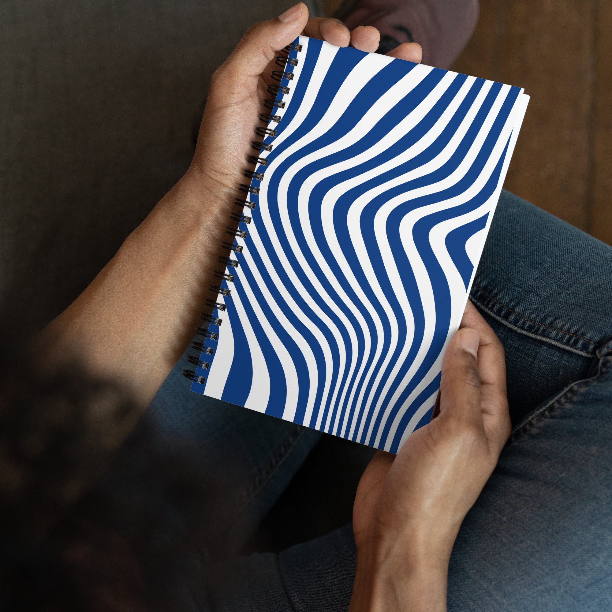 Blue Wave Print Spiral Notebook