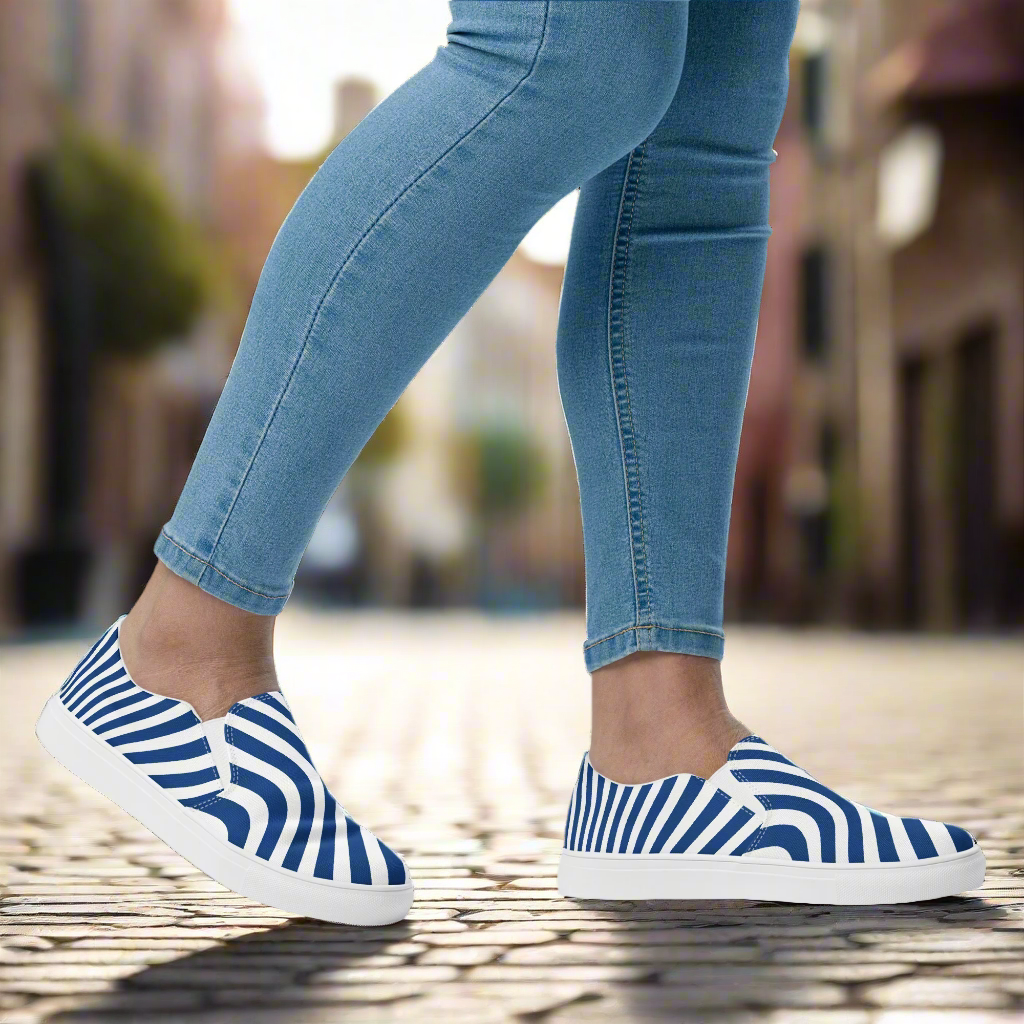 Blue Wave Print canvas Shoes