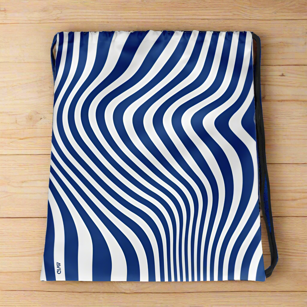 Blue Wave print Drawstring Bag