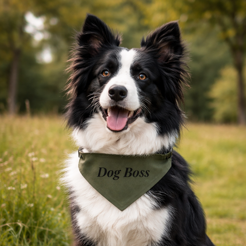 Dog Bandana “Dog Boss” – Premium Adjustable Pet Bandana | Avid London