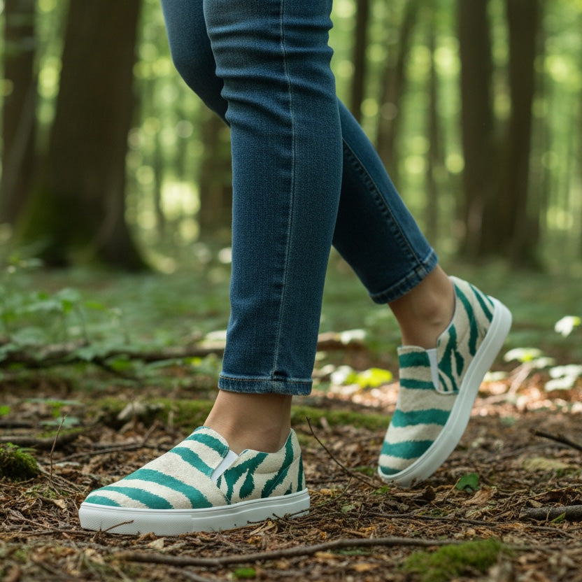 Green Zebra Canvas Shoes