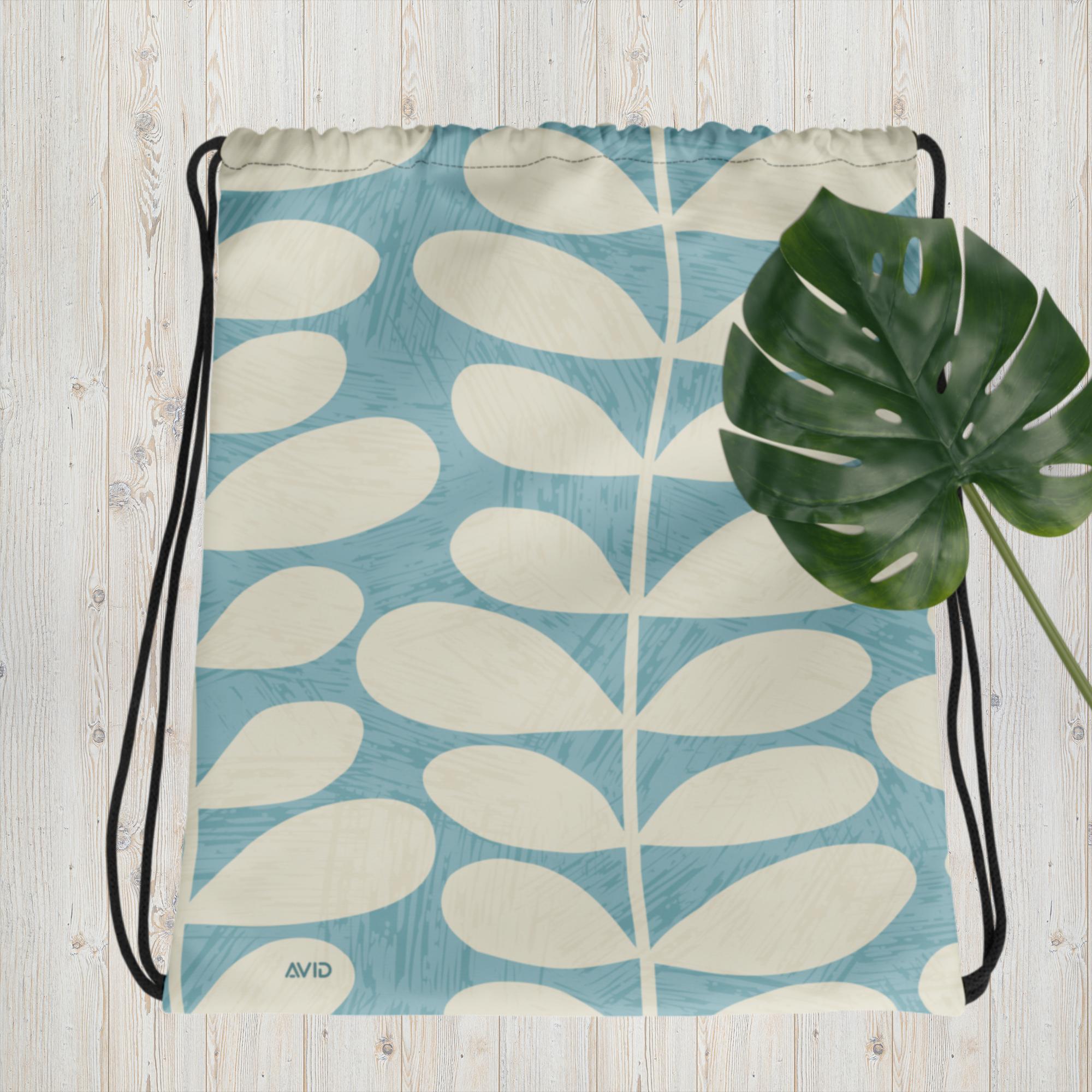 Leaf Print Drawstring Bag