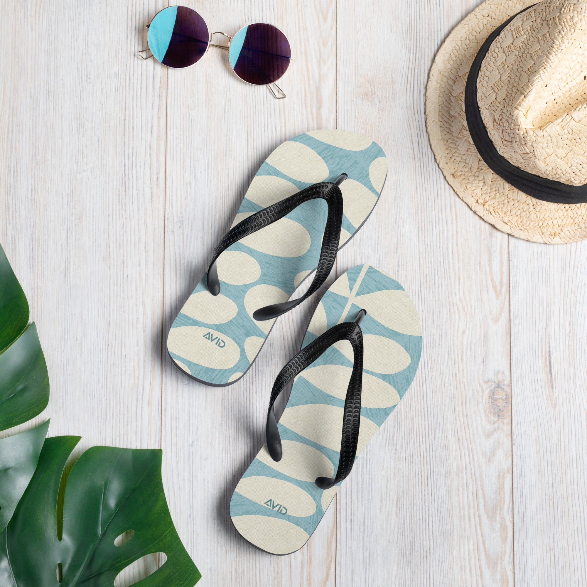 Leaf Print Flip Flops