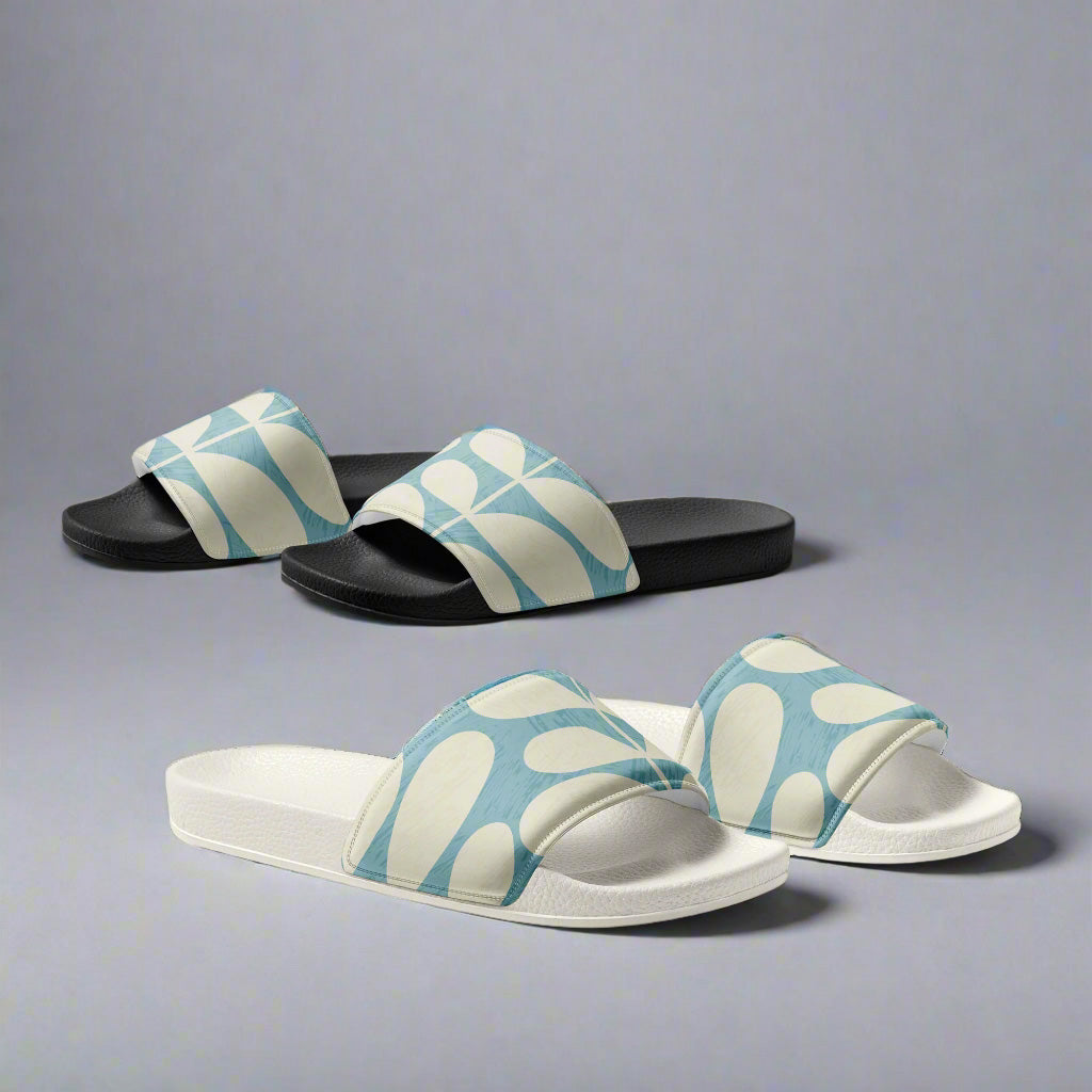 Leaf print mens sliders