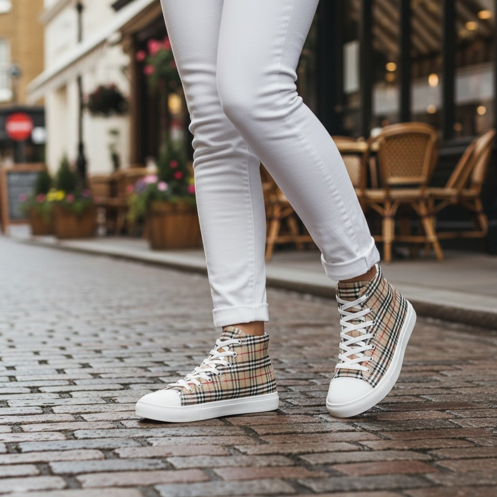 London Check – High-Top Canvas Shoes