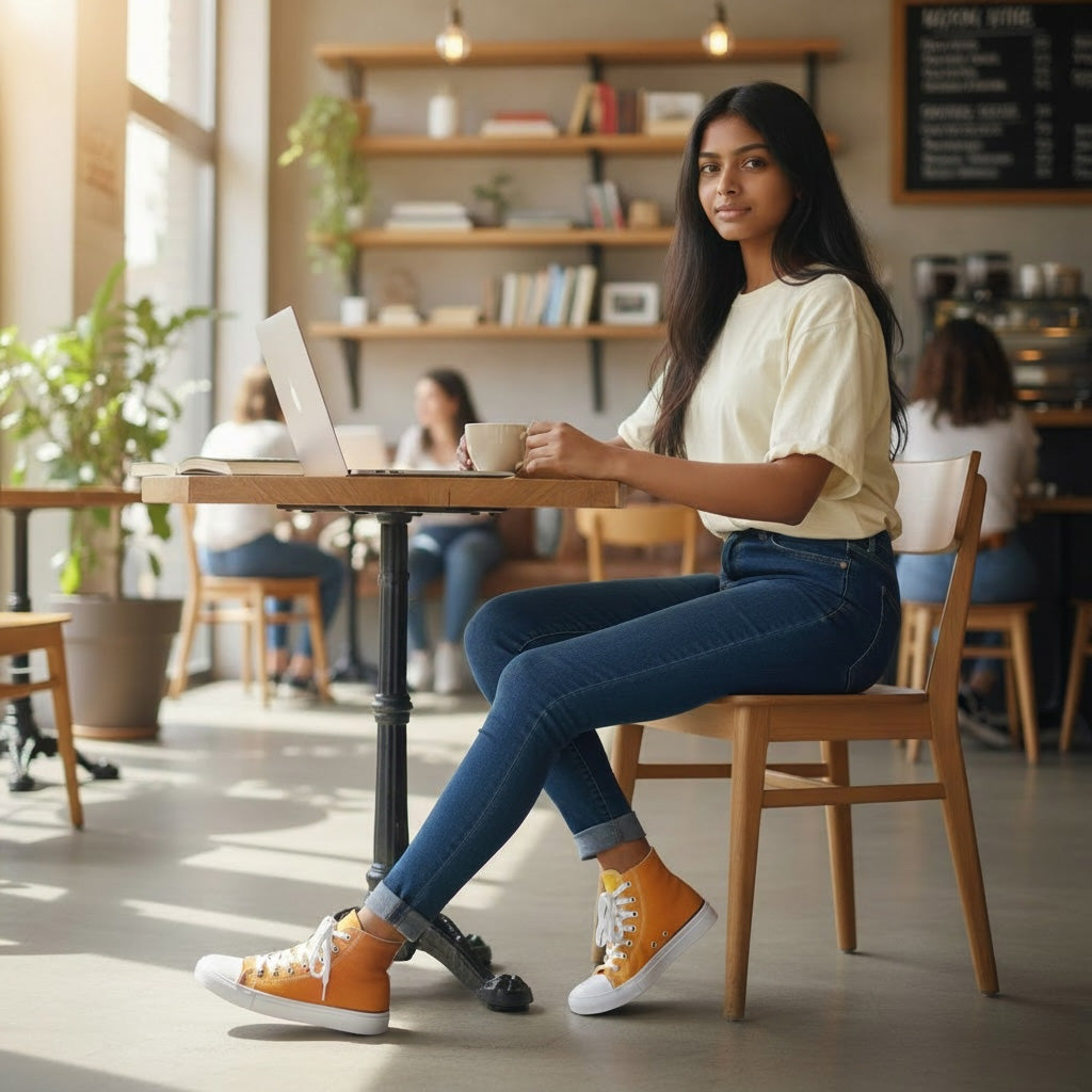 Orange High Top Canvas Shoes