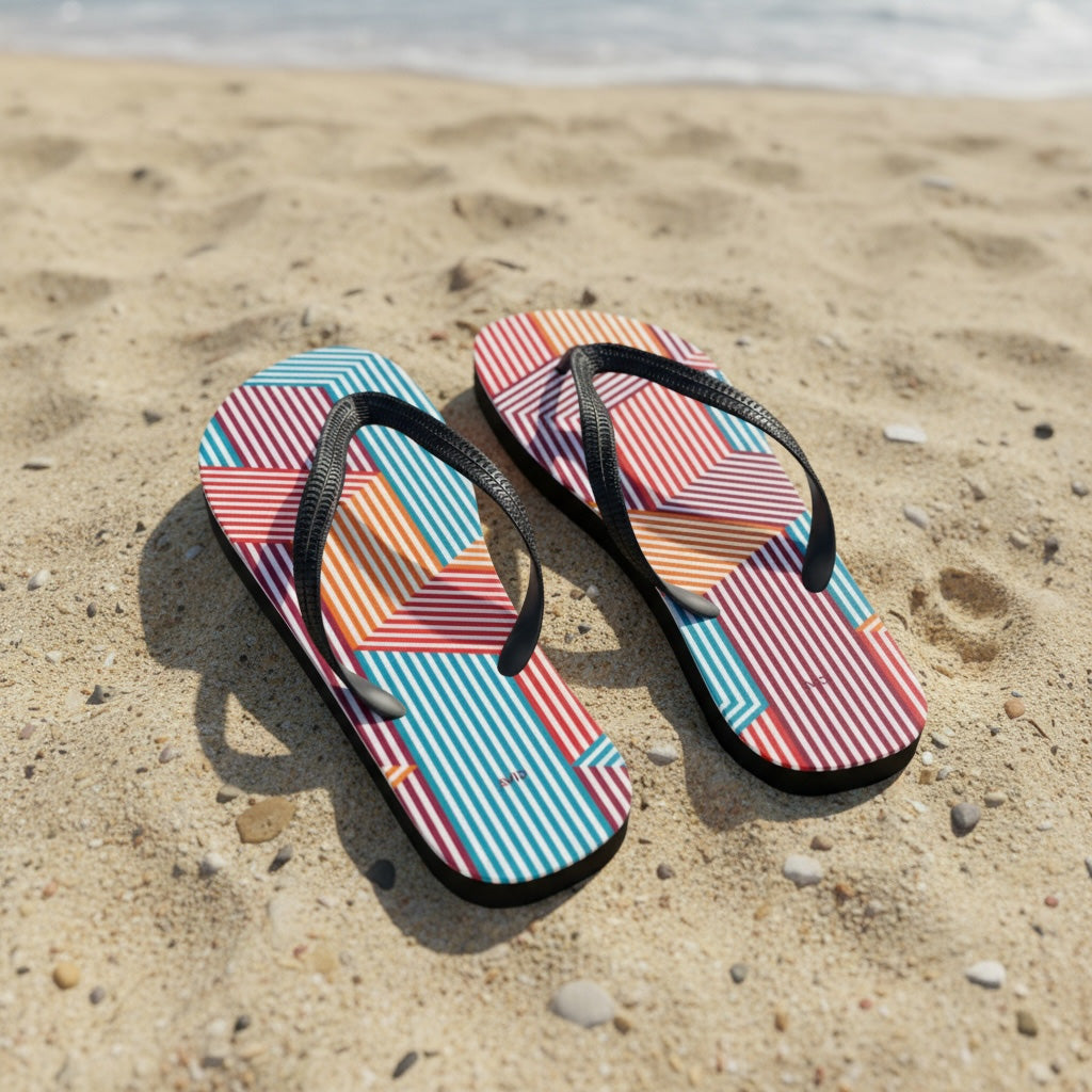 Funky flip-flops on a beach