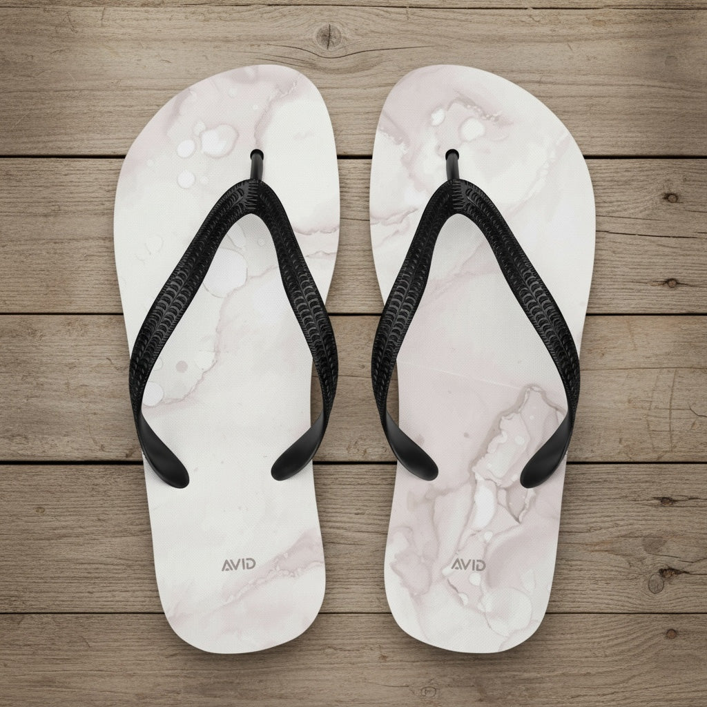 White marble print flip-flops