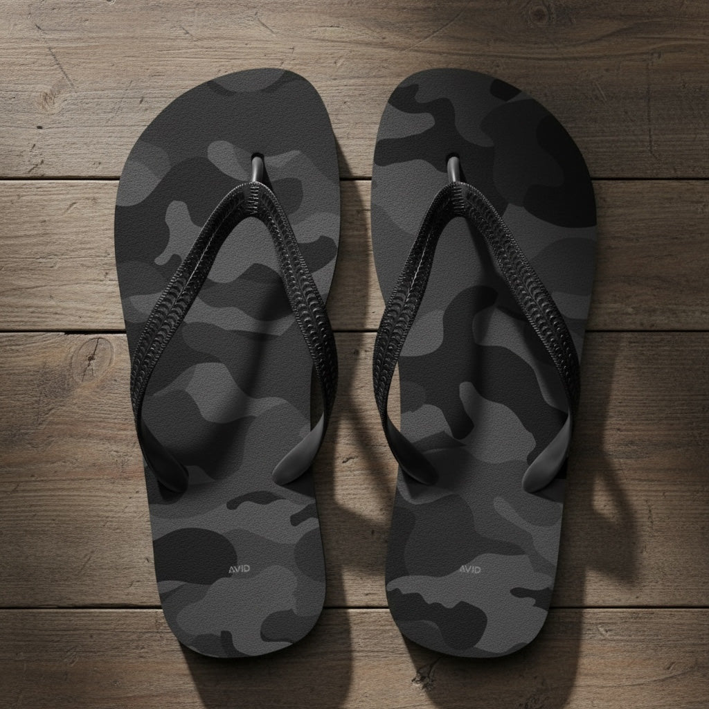 Camouflage-patterned Stealth flip-flops