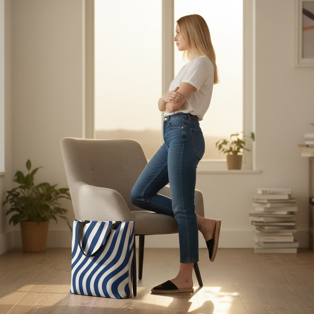 Blue Wave patterned Tote bag