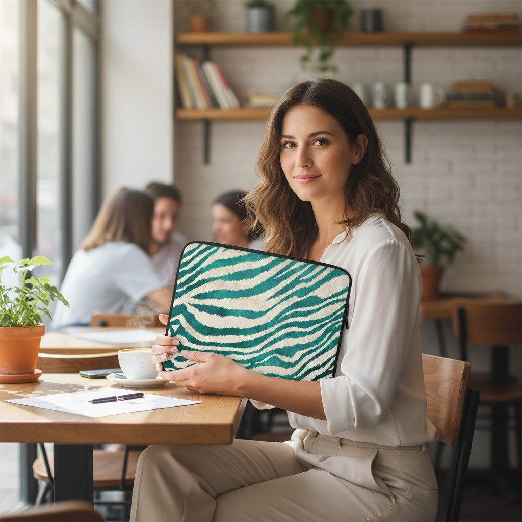 Green Zebra – Slim Laptop Sleeve with Zip Closure