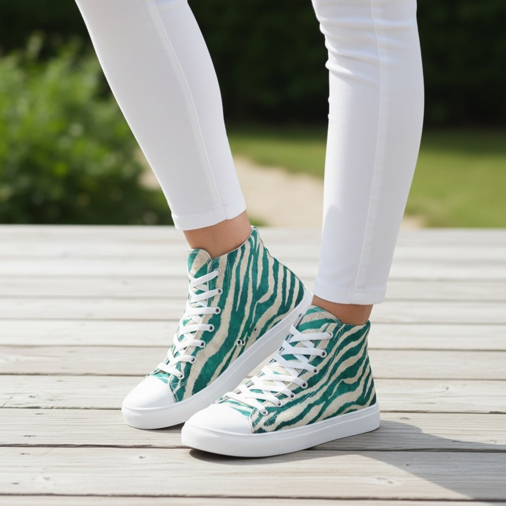 Green Zebra – Lightweight High-Top Canvas Shoes