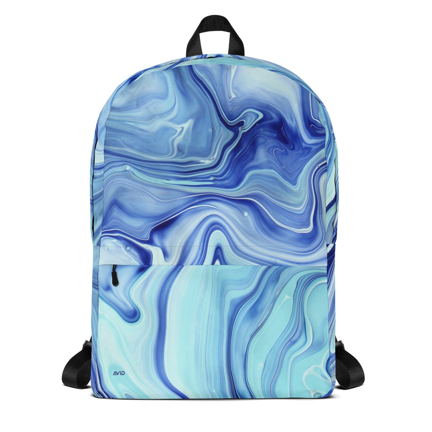 Blue marbled backpack on a white background