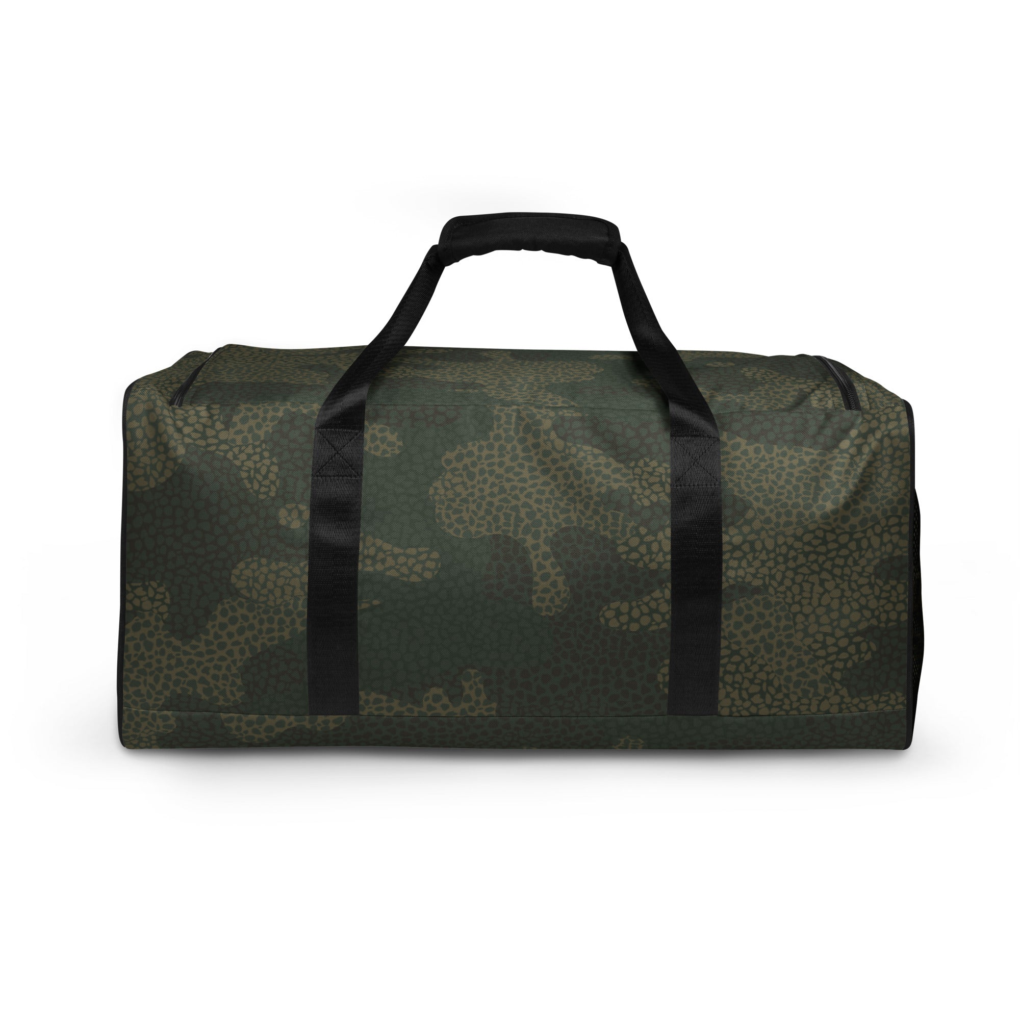 Green camouflage duffel bag