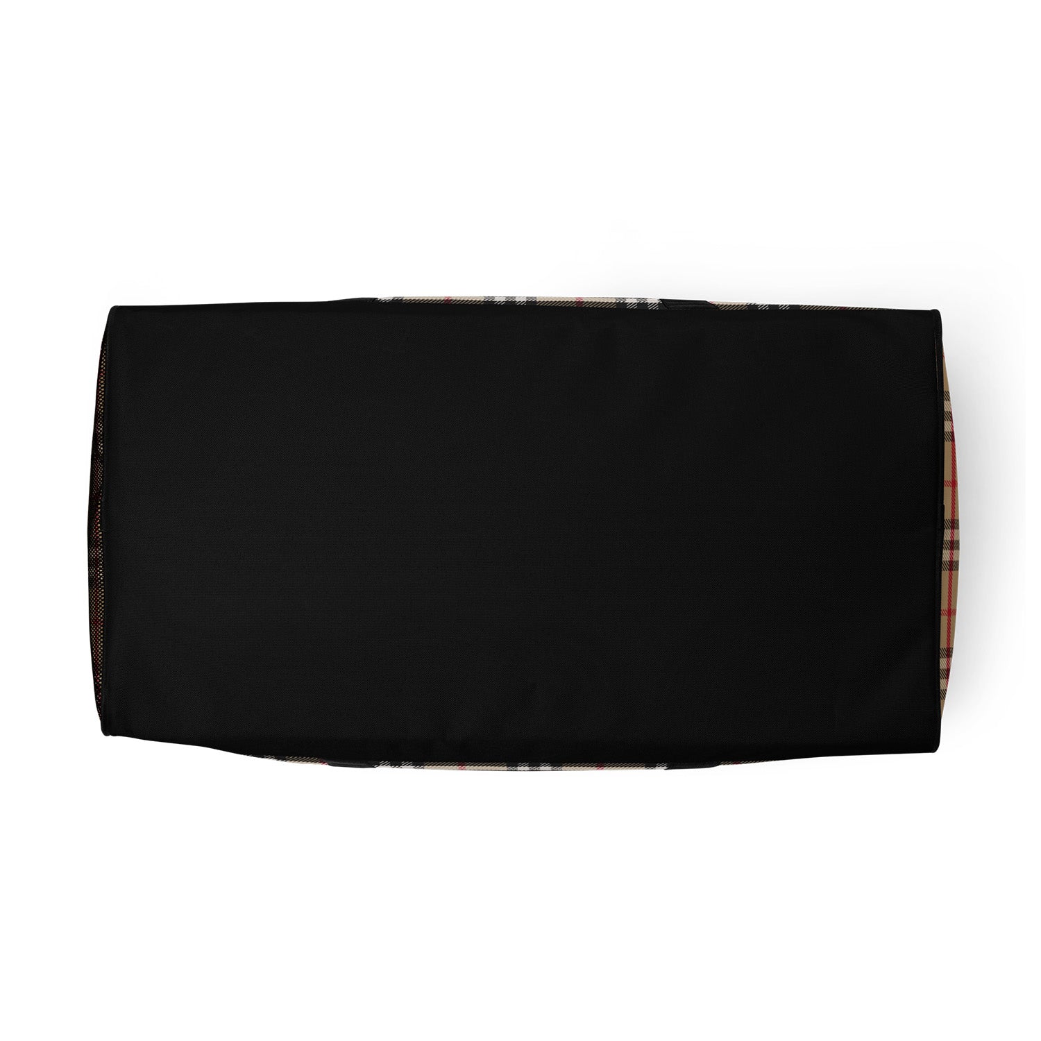 Black fabric with plaid pattern on a white background