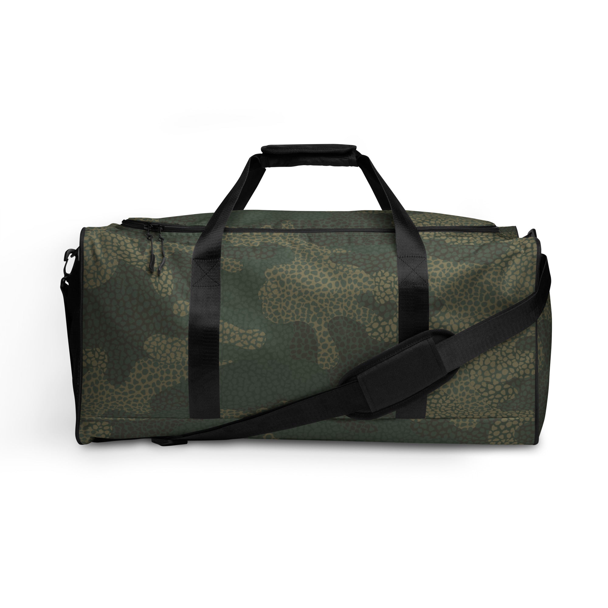Green camouflage duffel bag