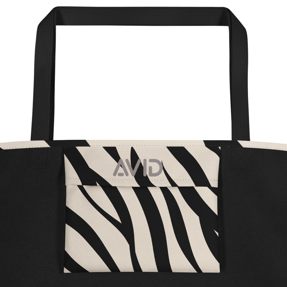 Tote bag with zebra pattern and Avid logo 