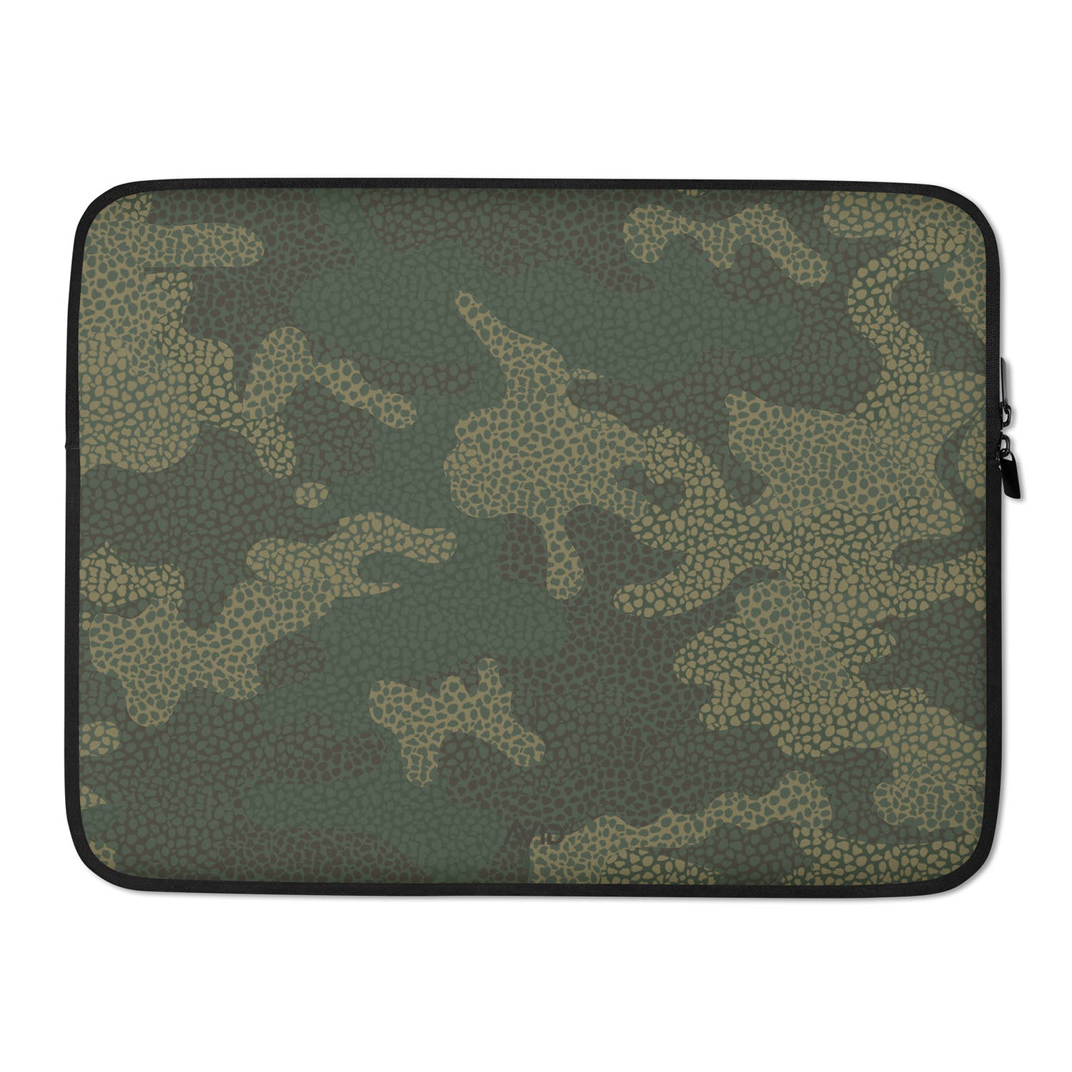 Camouflage-patterned laptop sleeve on a white background