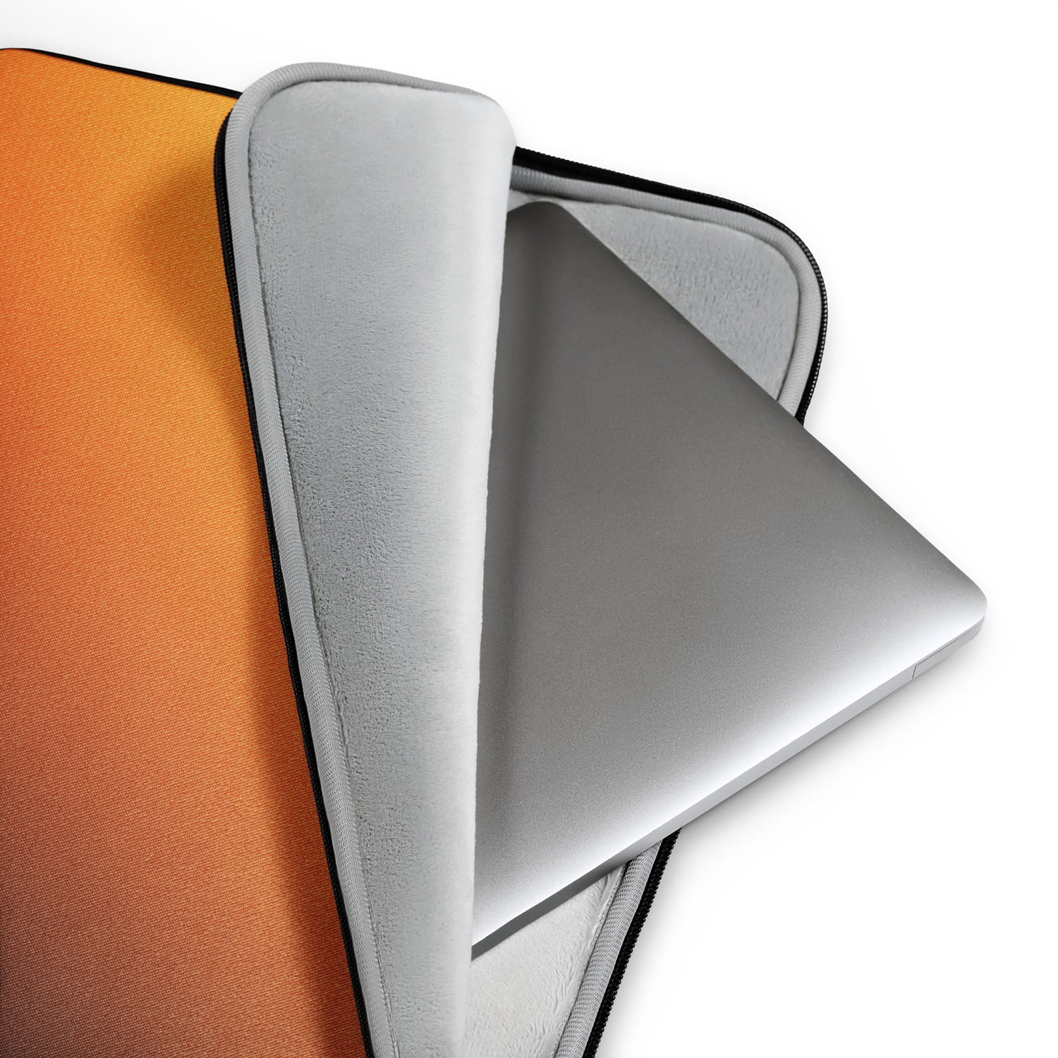 Orange Fade fabric sleeve with black zipper