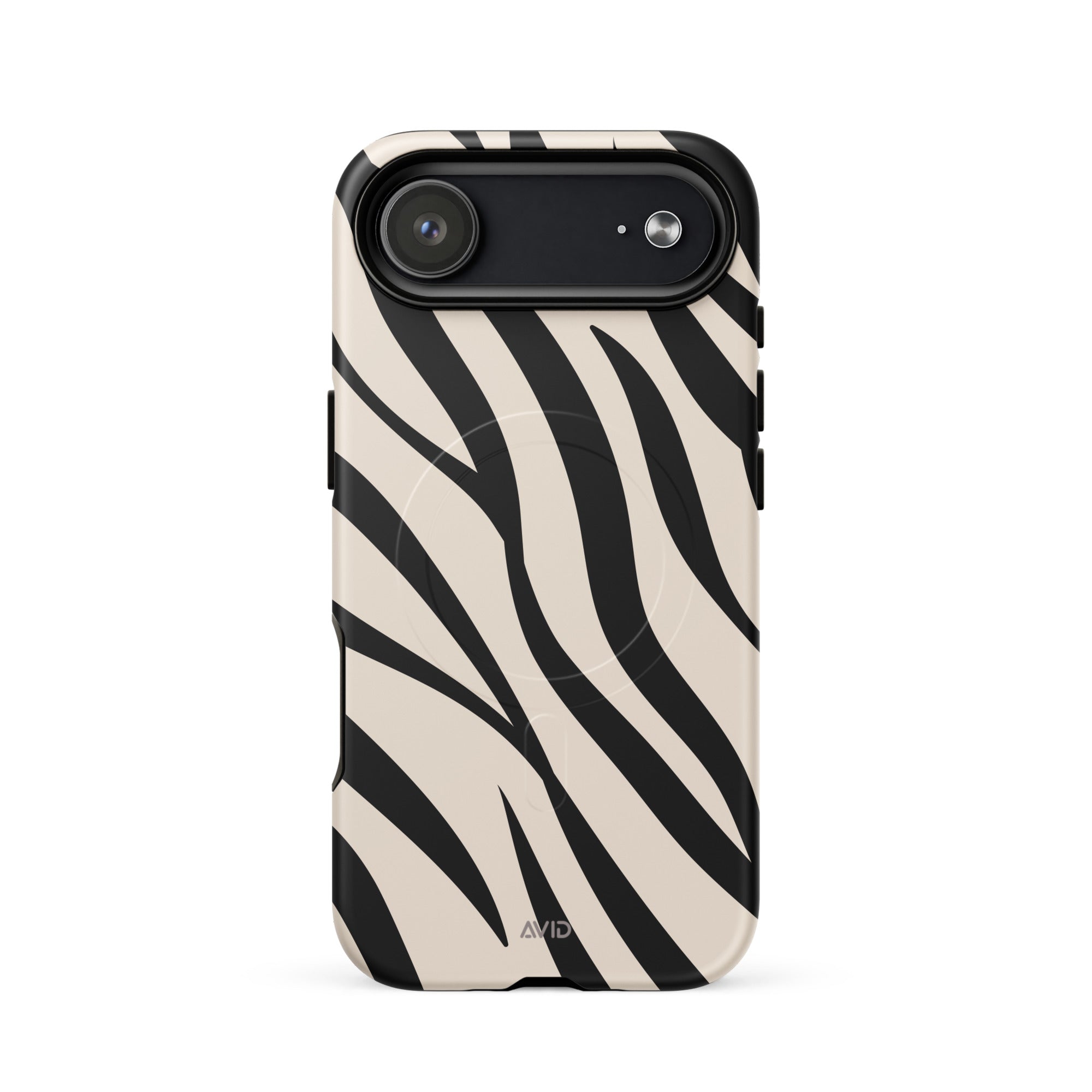 Phone case with zebra pattern on a white background