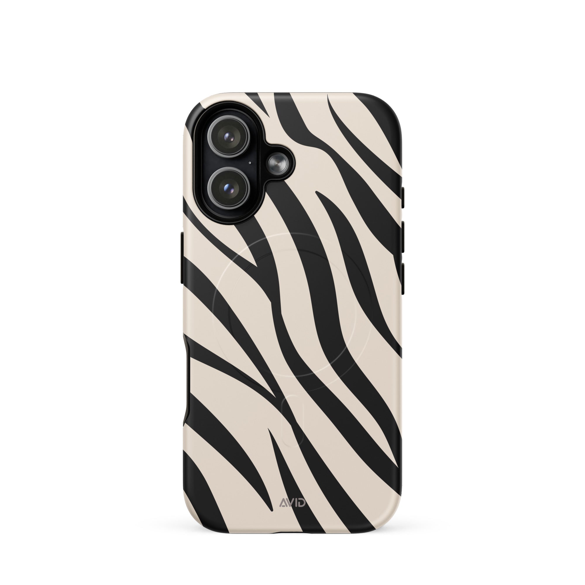 Phone case with zebra pattern on a white background