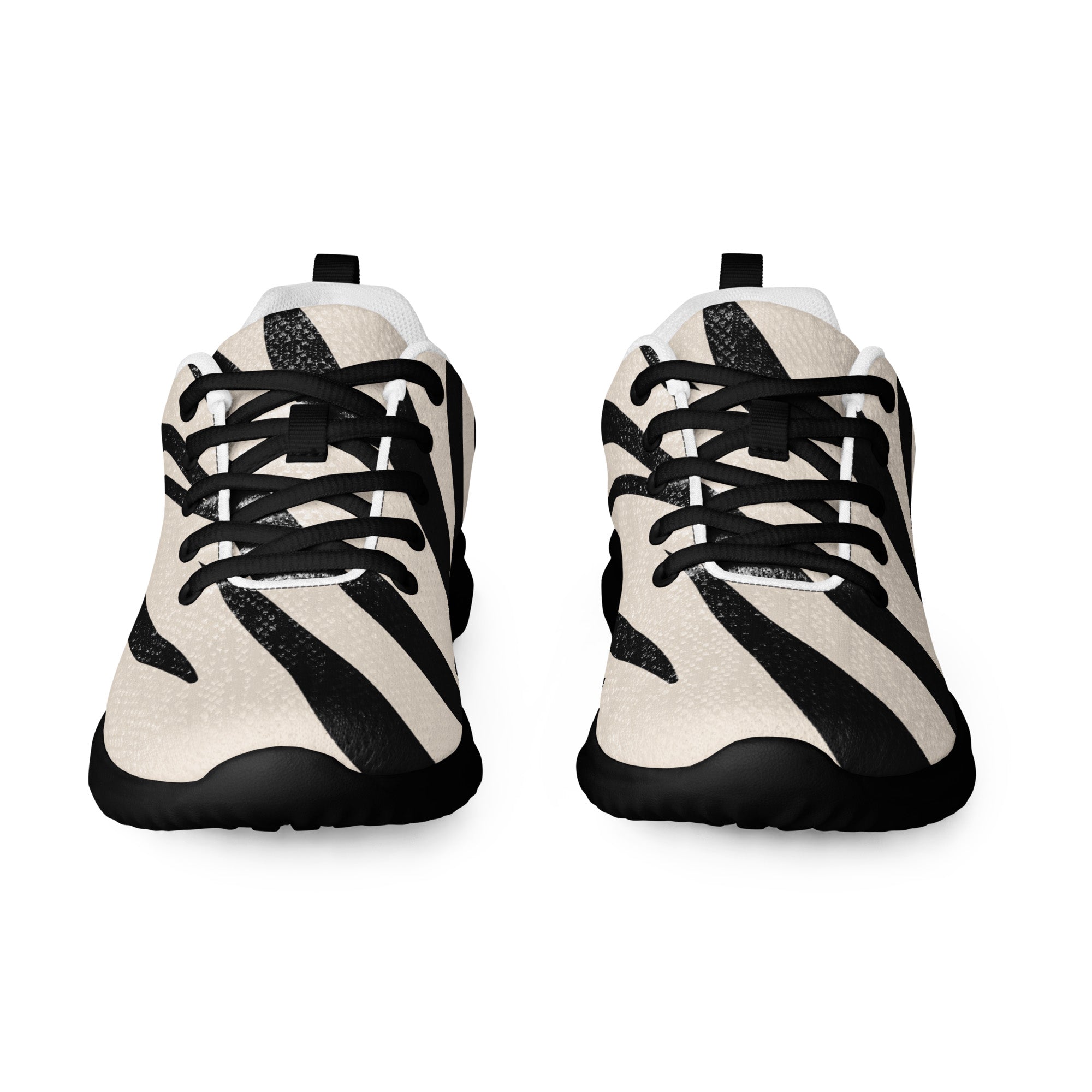 Pair of black and white sneakers on a white background
