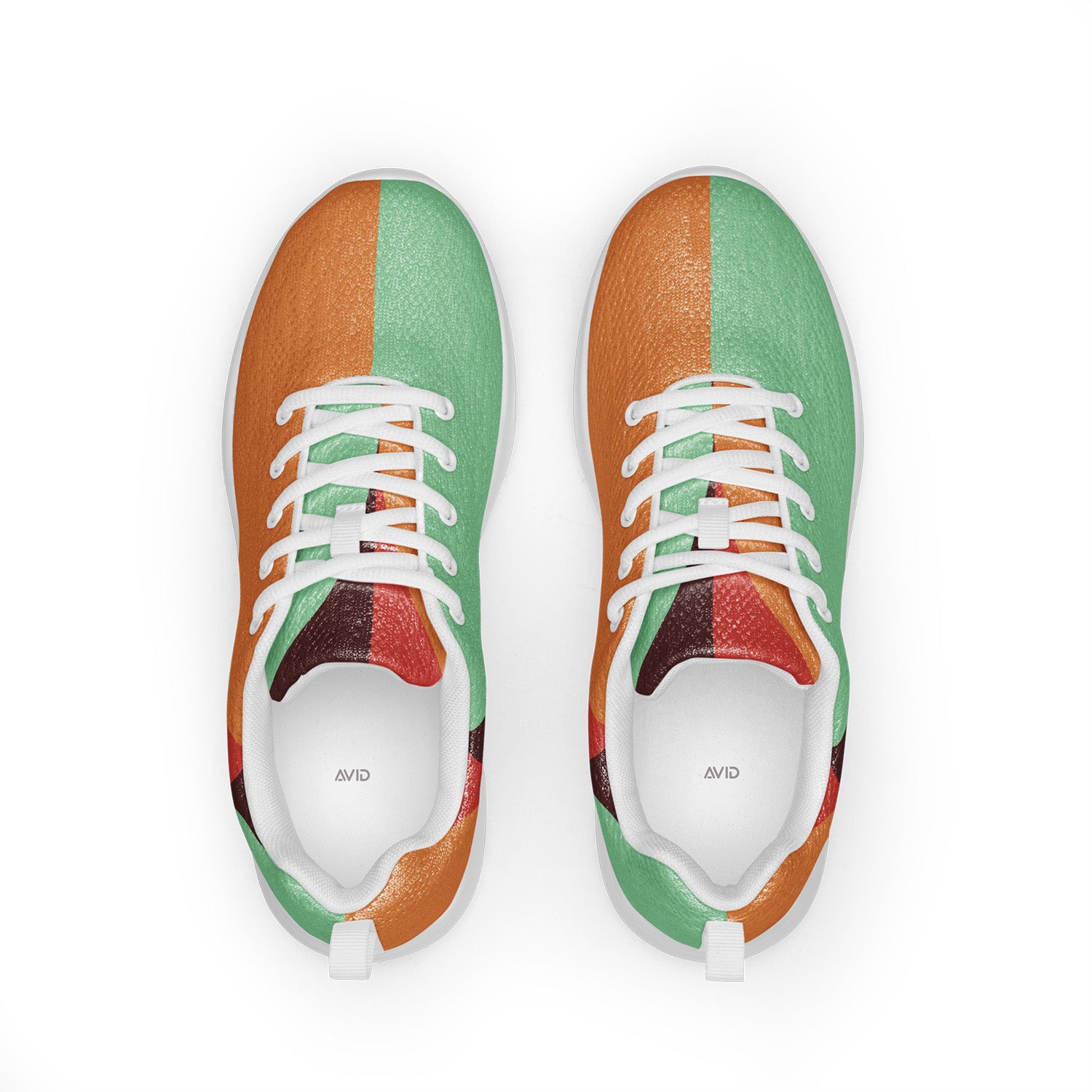 semi-circle athletic neakers with a pattern on a white background