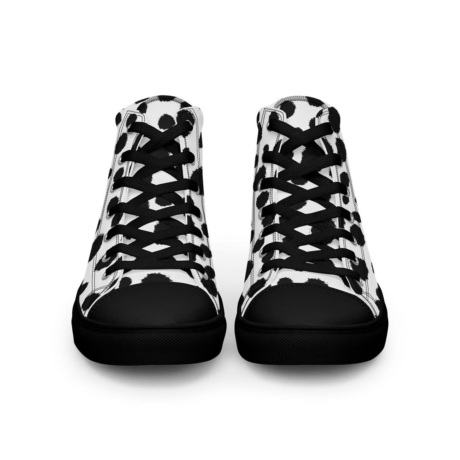 Black and white patterned high-top sneakers on a white background