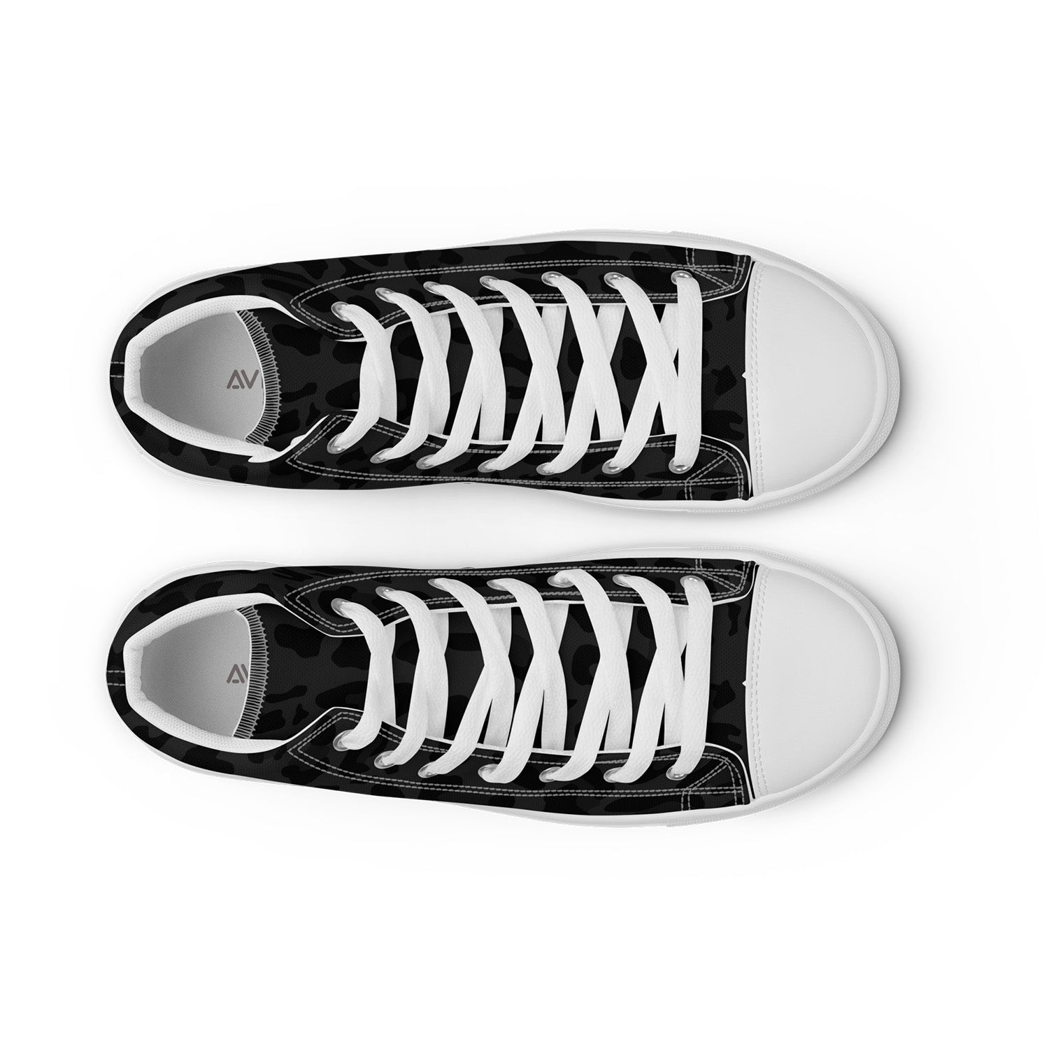 Pair of black and white sneakers on a white background