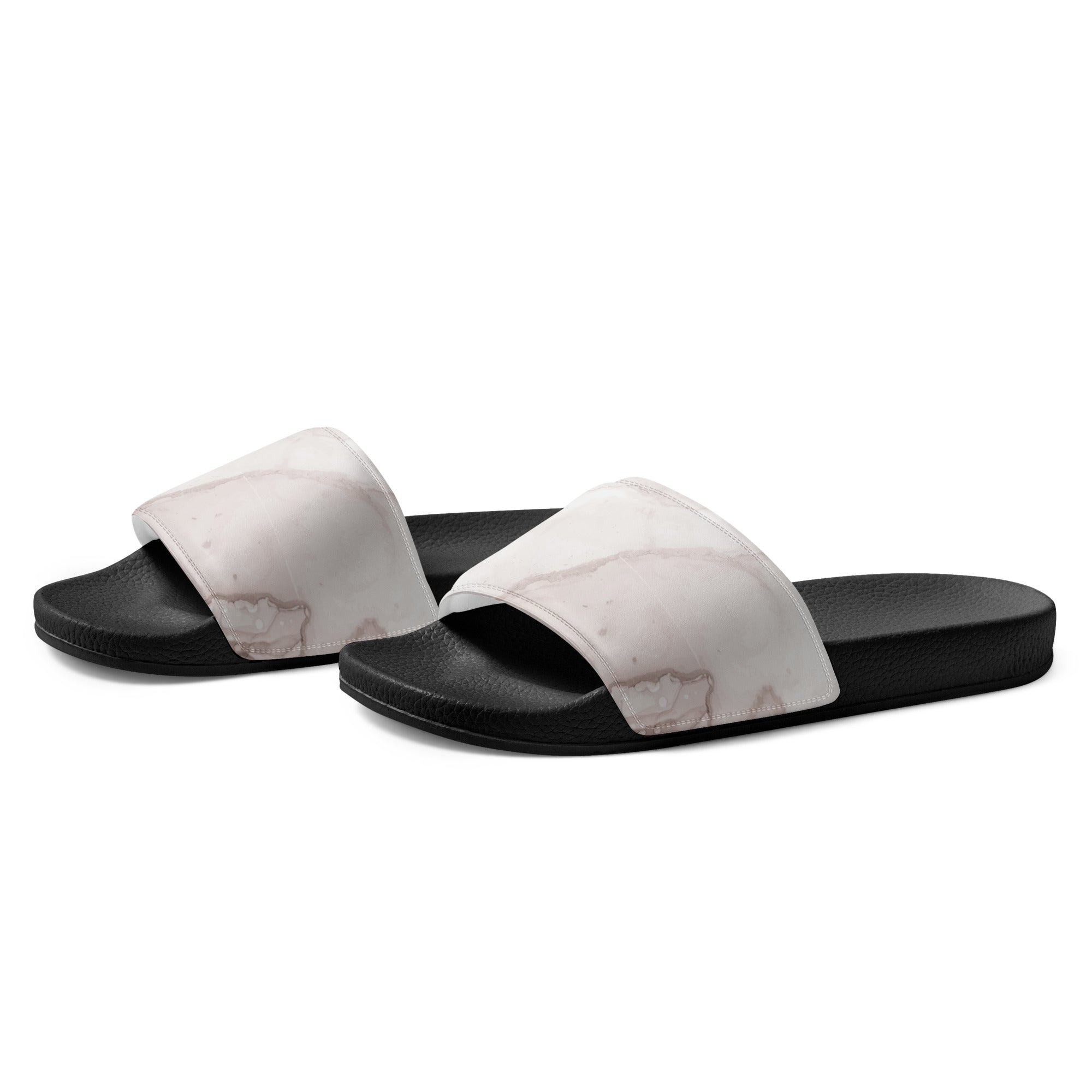 Marble white slides with black sole