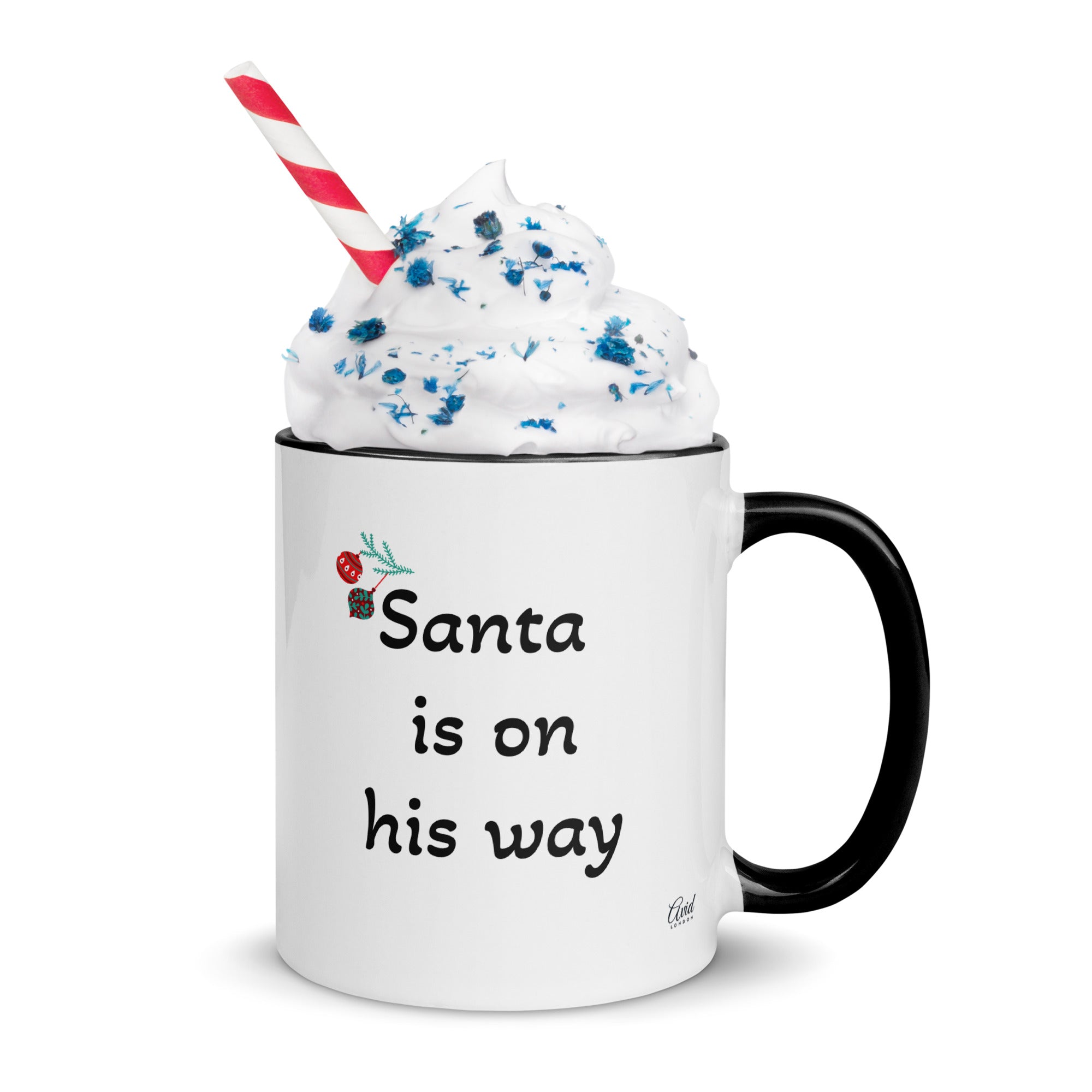 Santa is on his way - Mug with Colour Inside