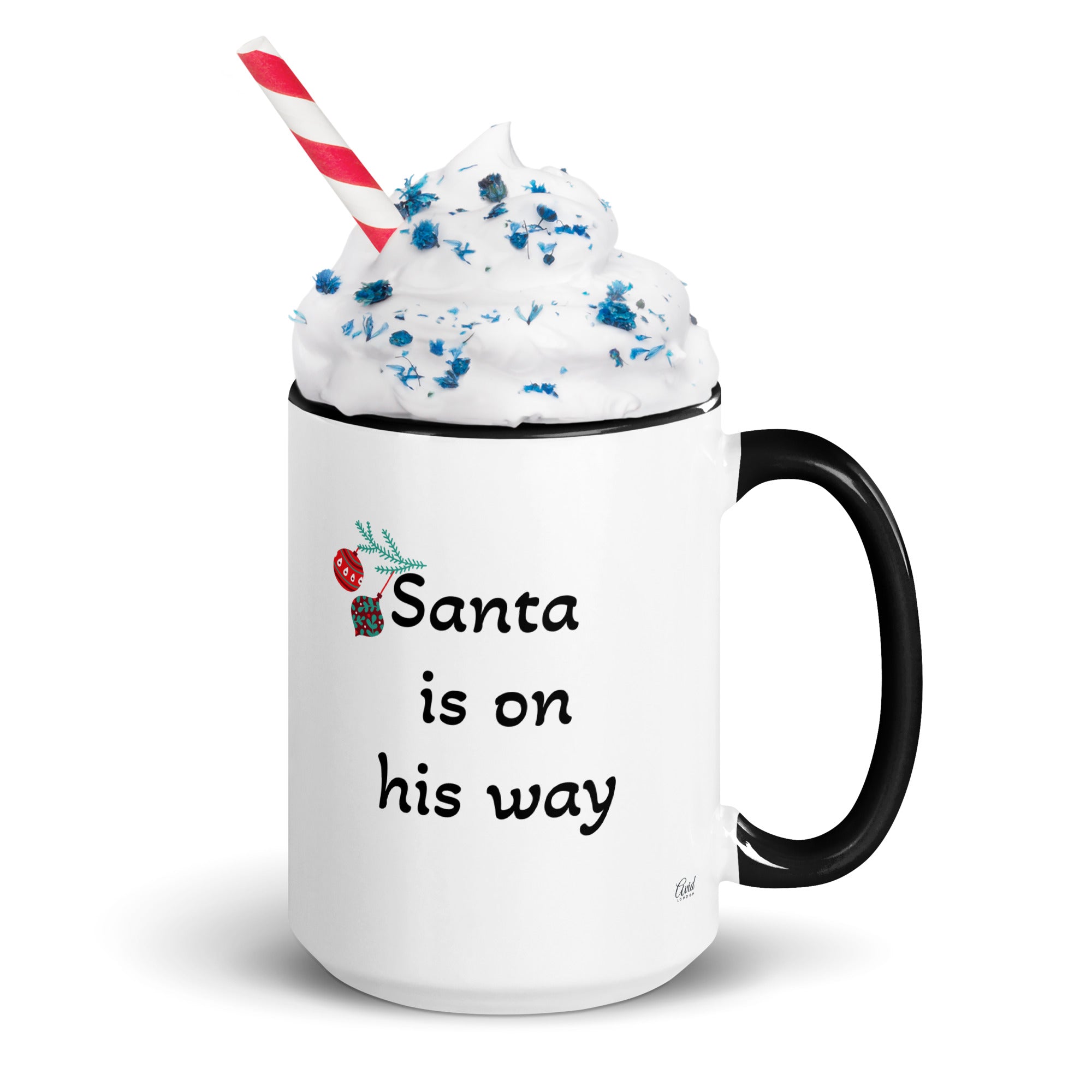 Santa is on his way - Mug with Colour Inside